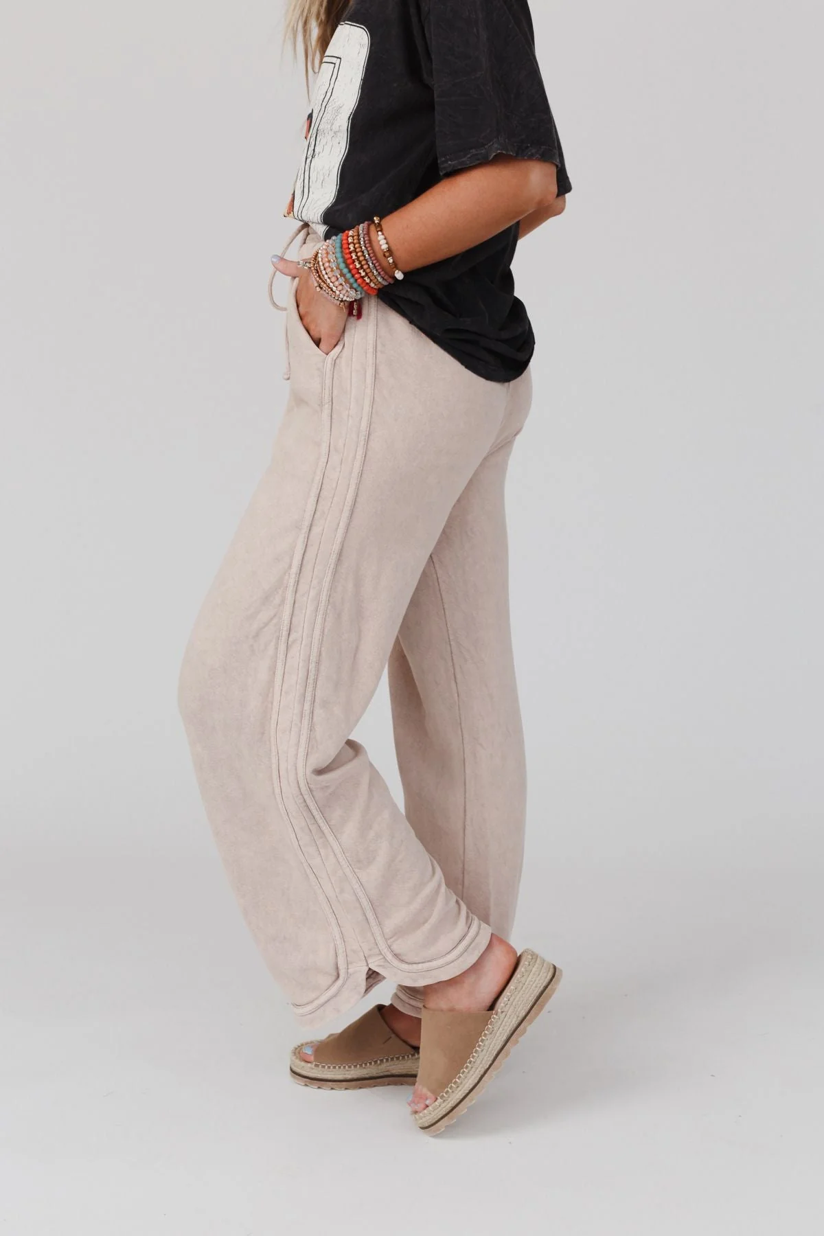 So Comfy Wide Leg Pant Full Length - Taupe - Image 5