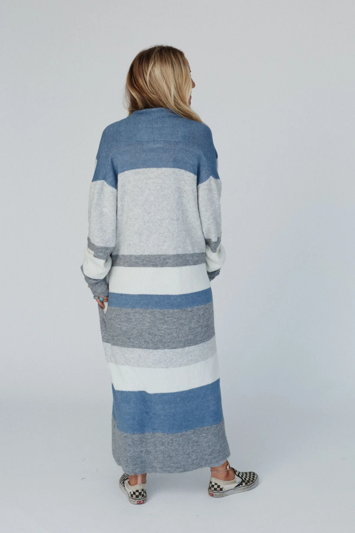 The Nest So Cozy Oversized Striped Knit Duster - Blue Multi - Image 7