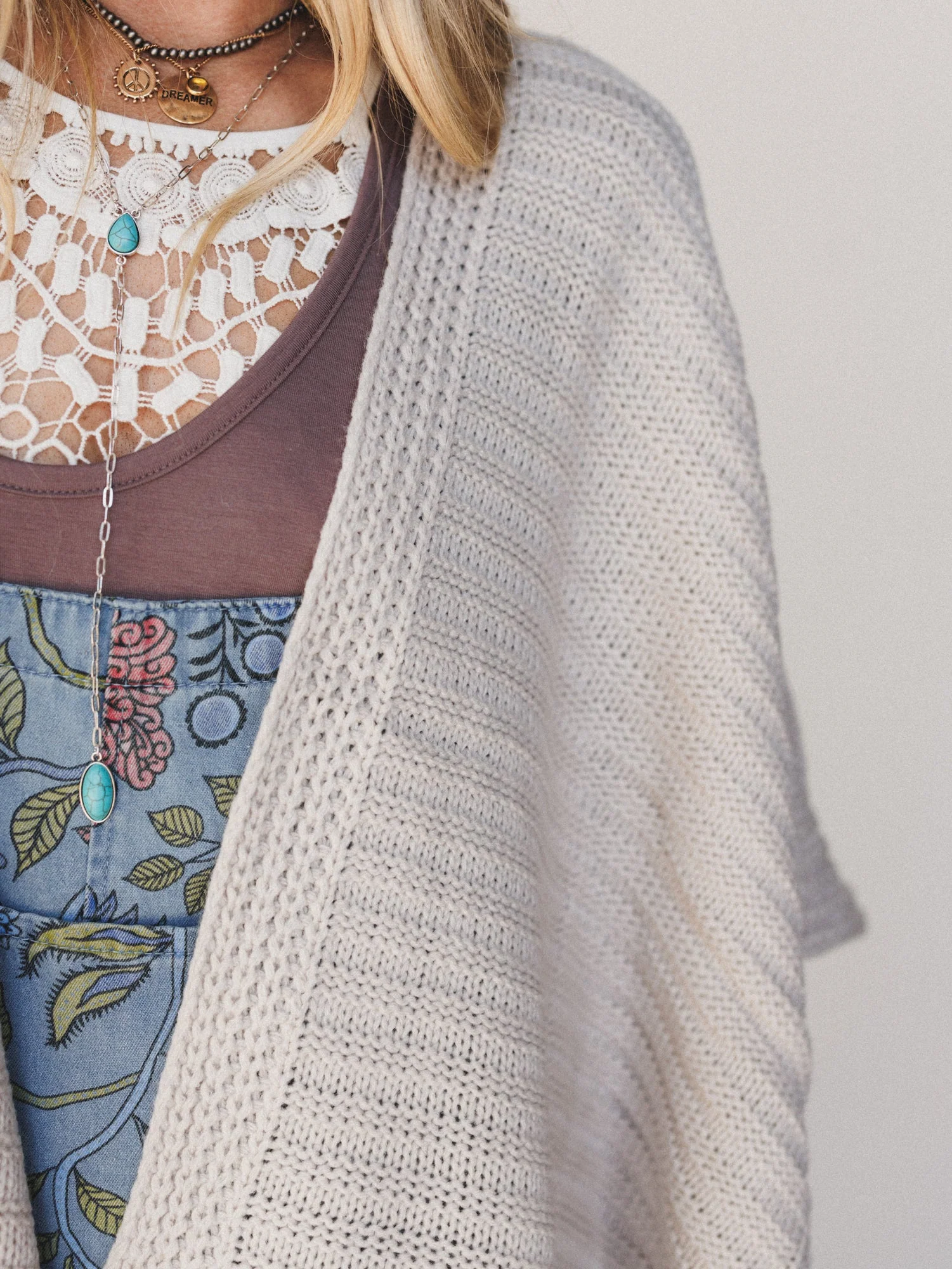 So Deserving Knit Ruana - Oatmeal - Image 3