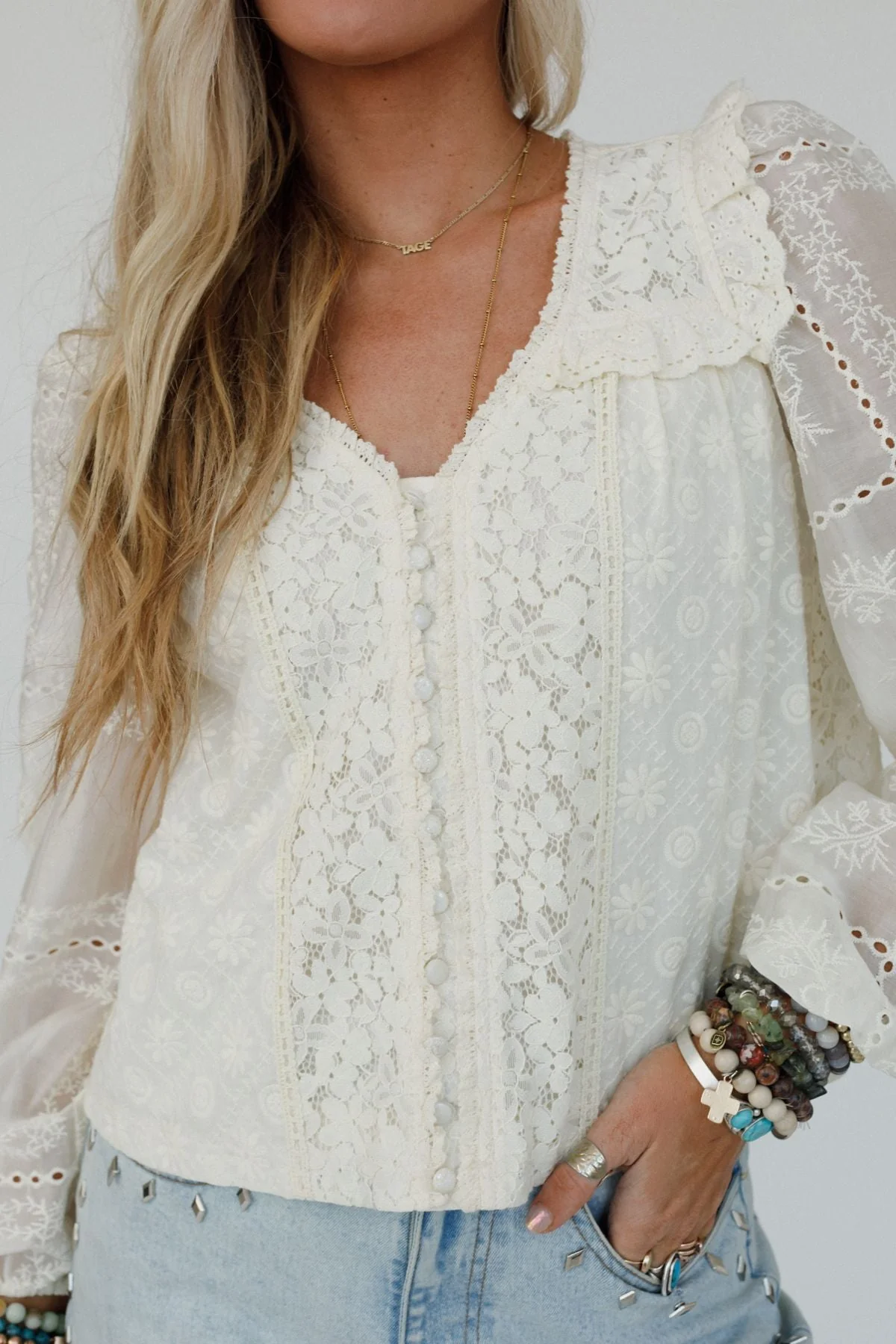 So Enchanted Lace Top - Cream - Image 4