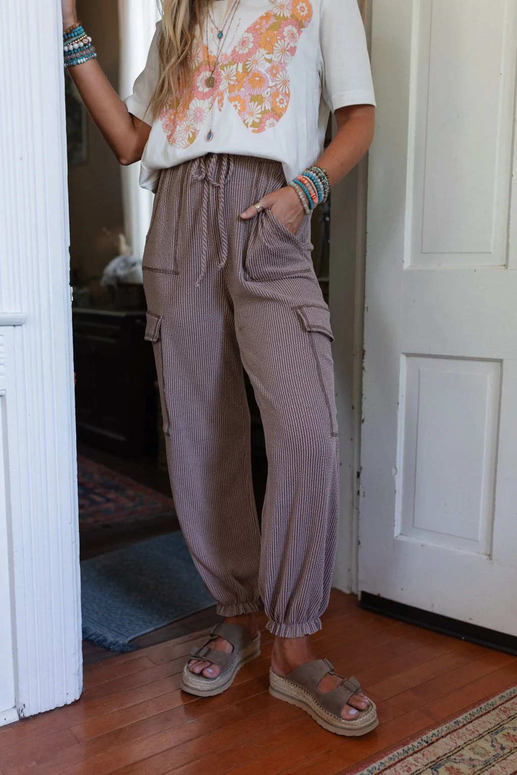 The Nest So Laid Back Textured Drawstring Pants - Acorn - Image 2