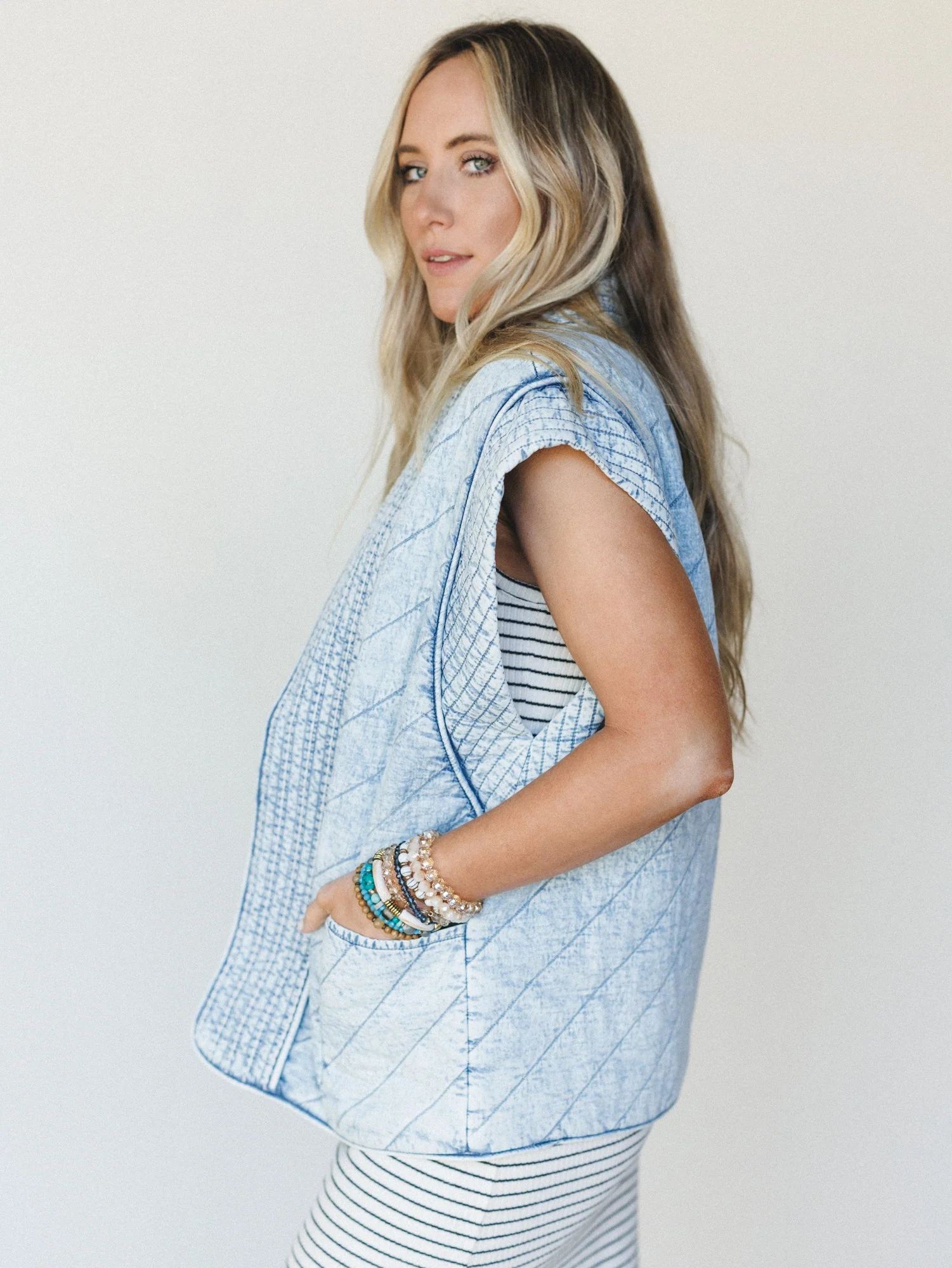 Soft Edge Vest - Denim - Image 2