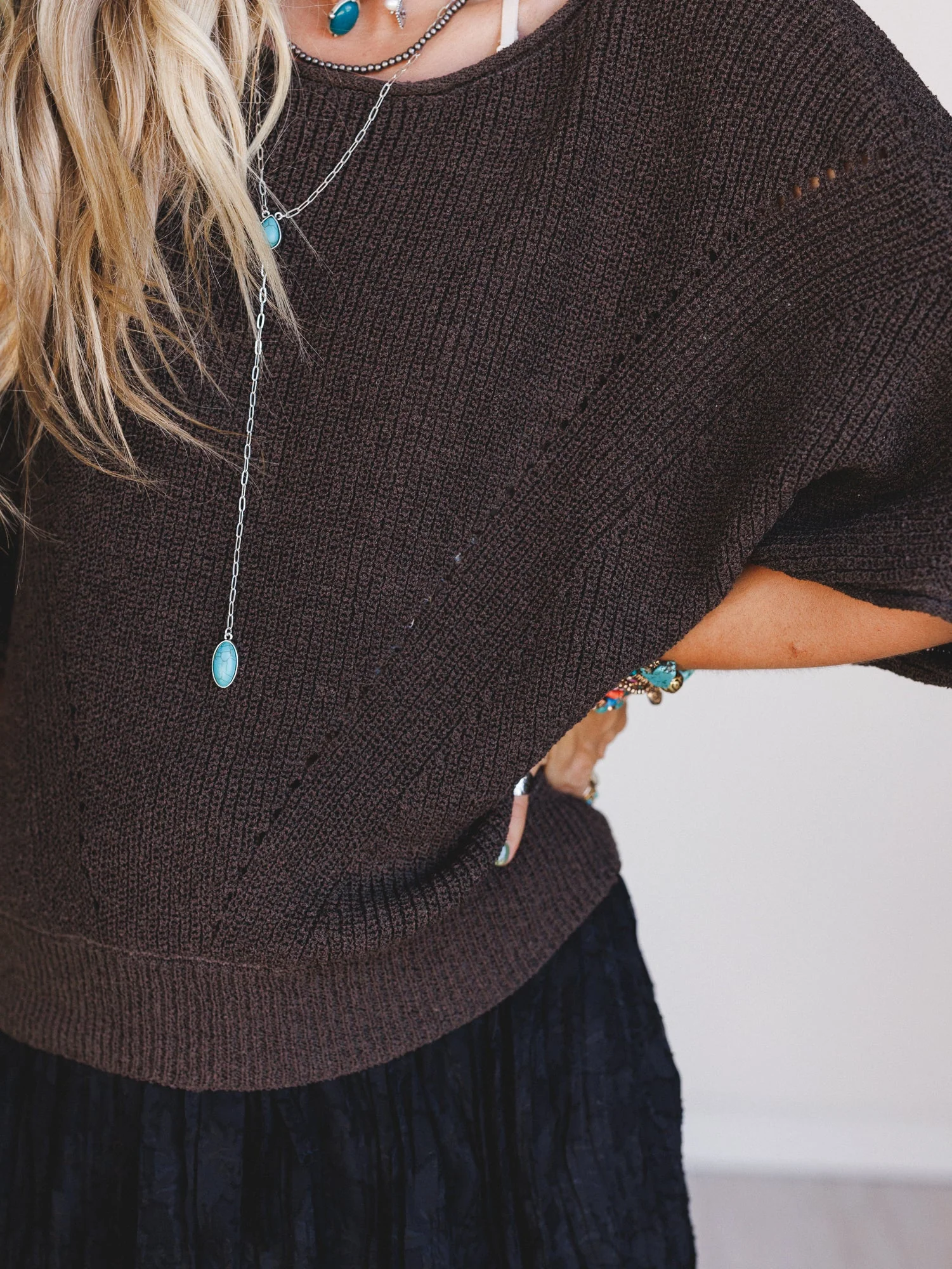 Somewhere Soft Sweater Top - Charcoal - Image 4