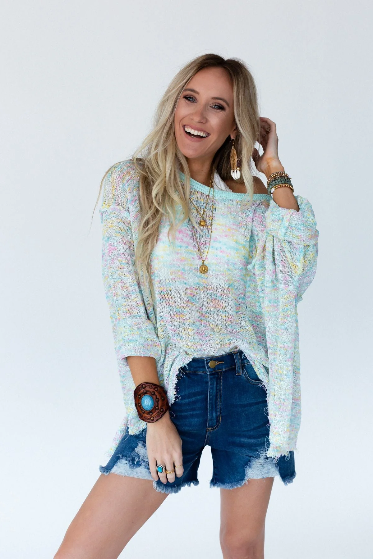 Speckled Beauty Pullover Sweater - Mint - Image 6