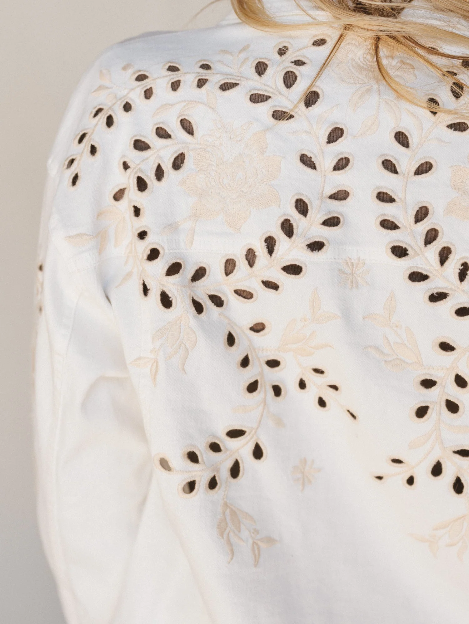 Spring Fleur Eyelet Embroidered Jacket - Off White - Image 4
