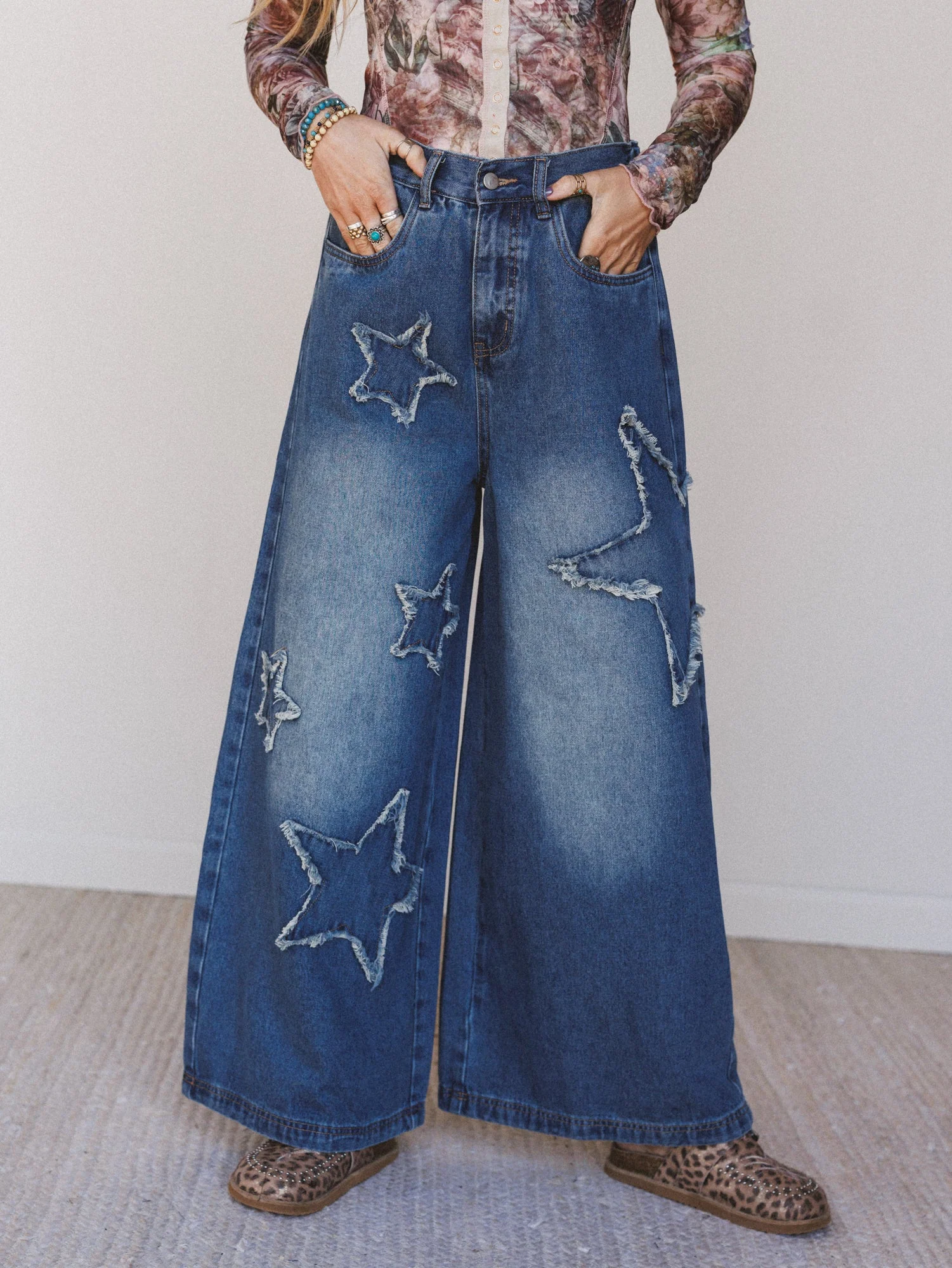 Star Child Wide Leg Jeans - Denim - Image 2