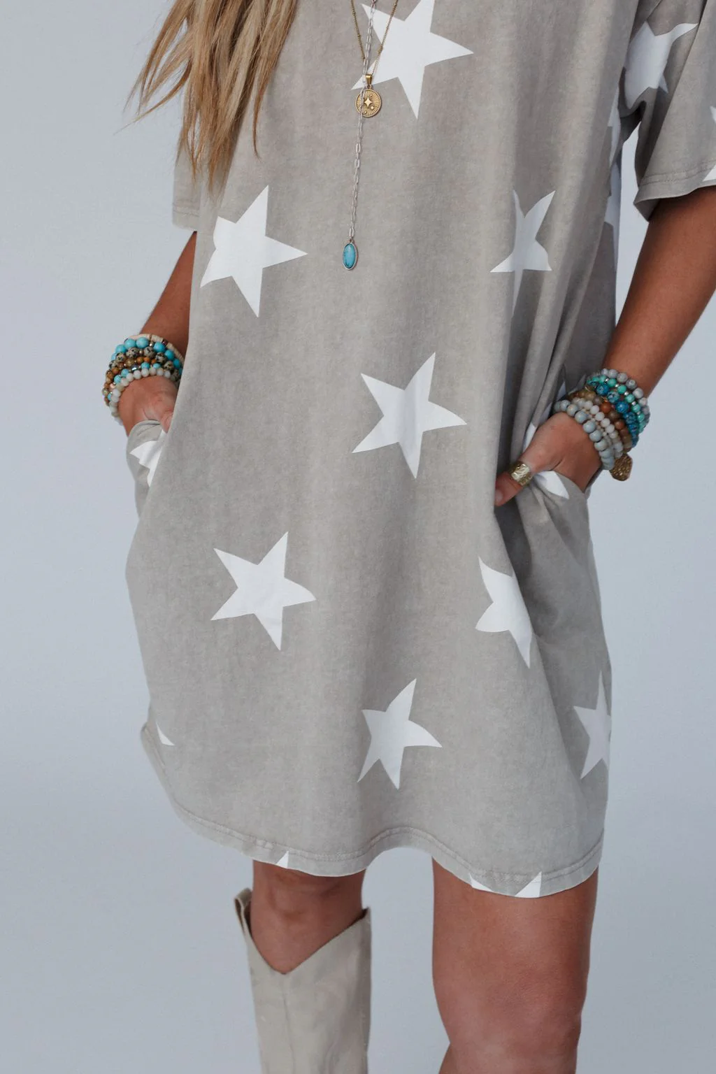 Star Power Tee Dress - Mushroom - Image 3