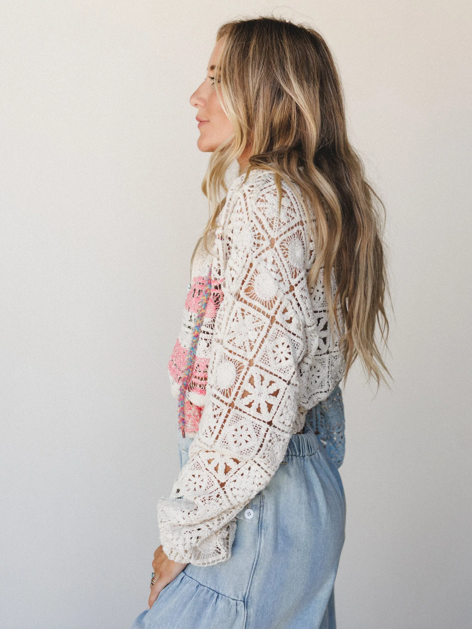 Stars and Stripes Crochet Jacket - Natural Multi - Image 4