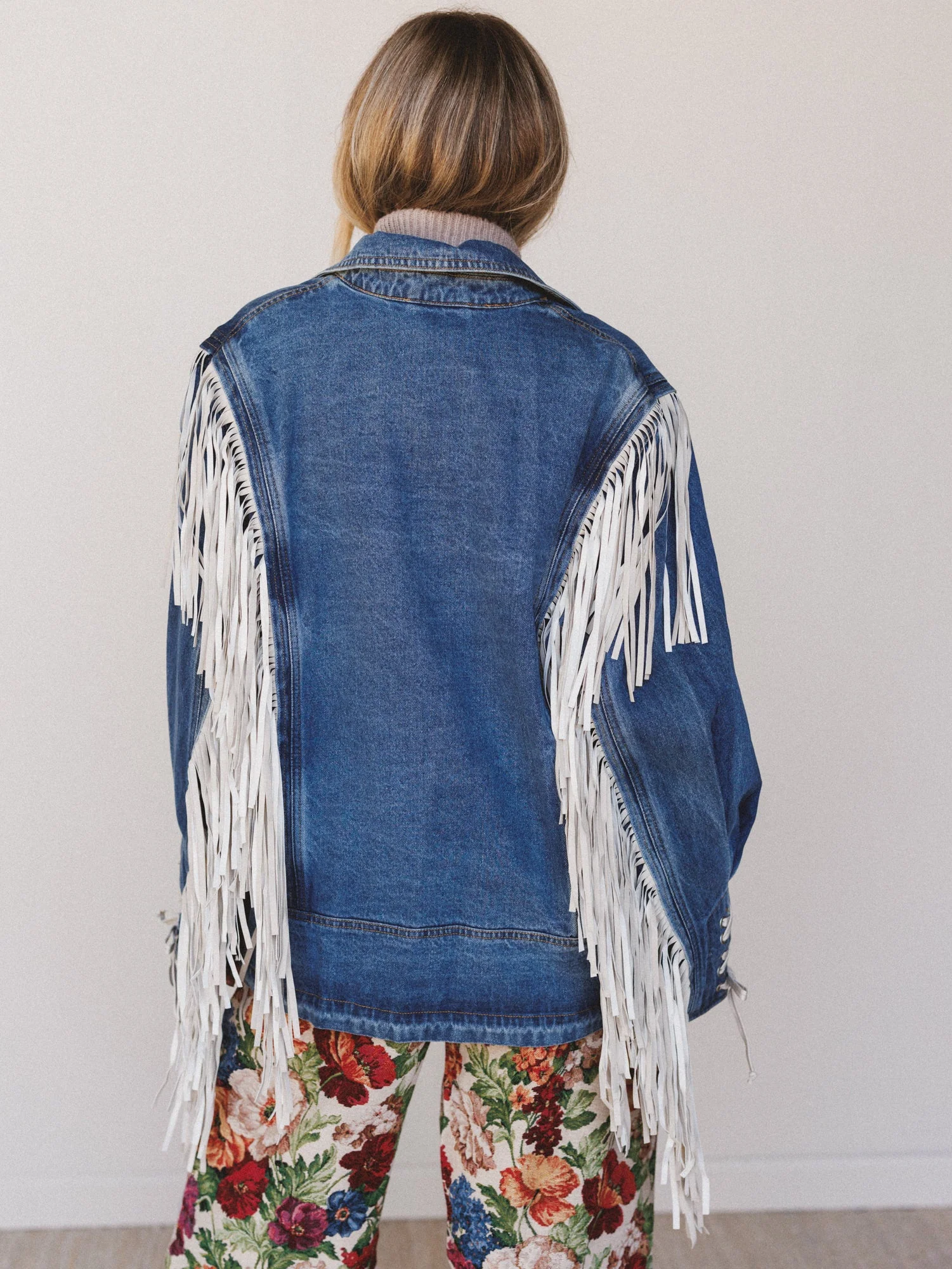 Statement Fringe Denim Jacket - Medium Wash - Image 6