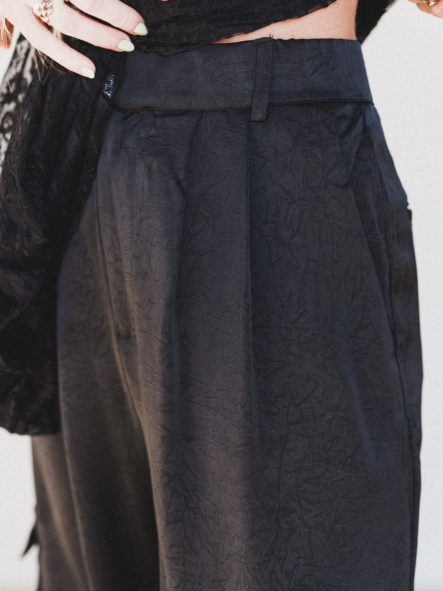 Stealing The Show Satin Pants - Black - Image 3