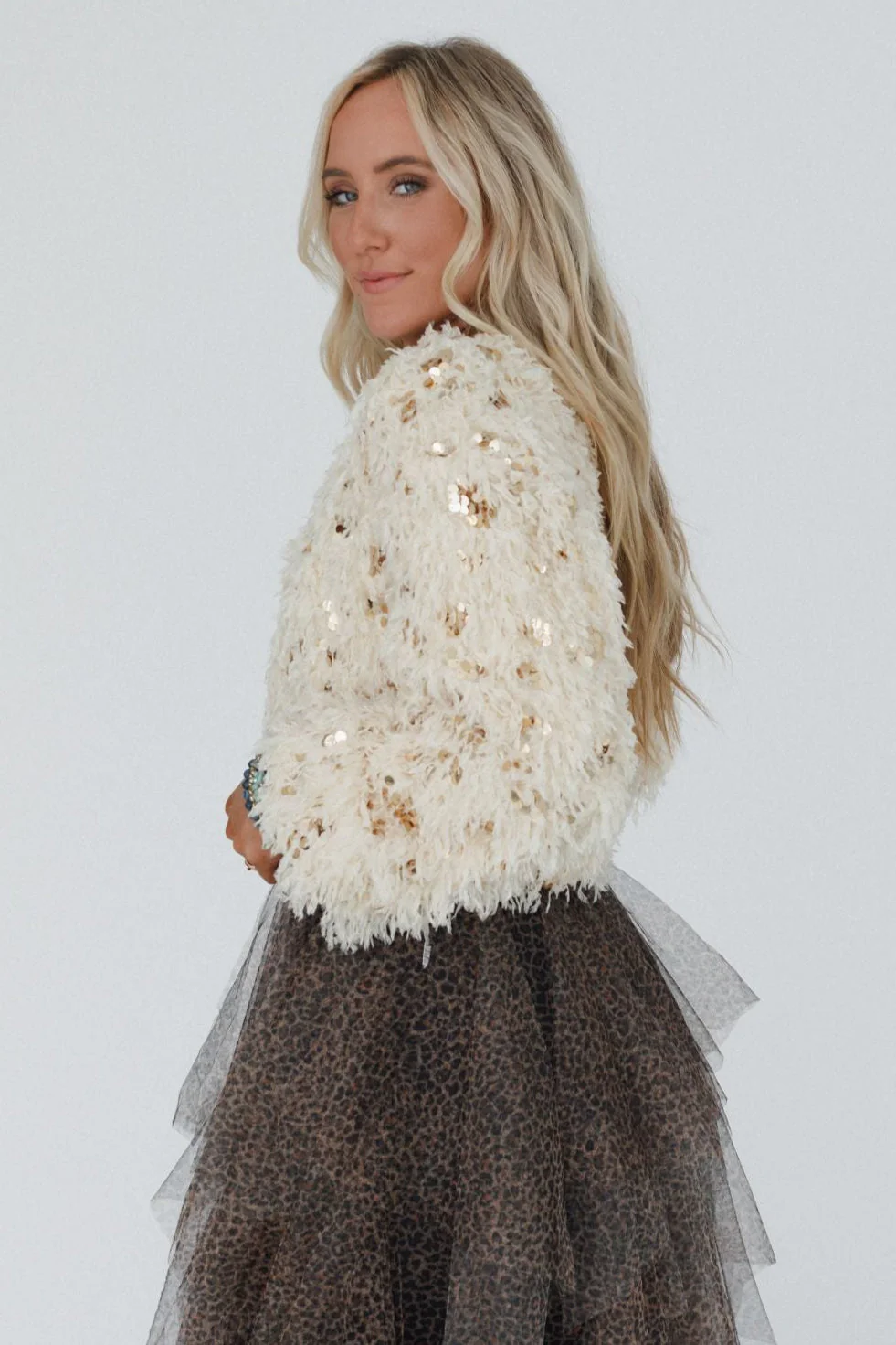 Striking Moments Sequin Sweater Top - Cream - Image 4
