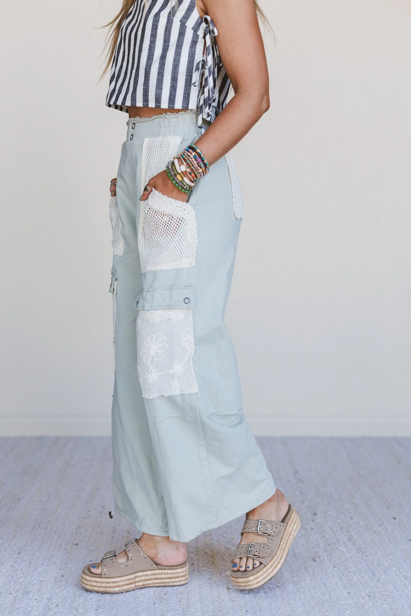 Sugar Blossom Wide Leg Pants - Sage - Image 3