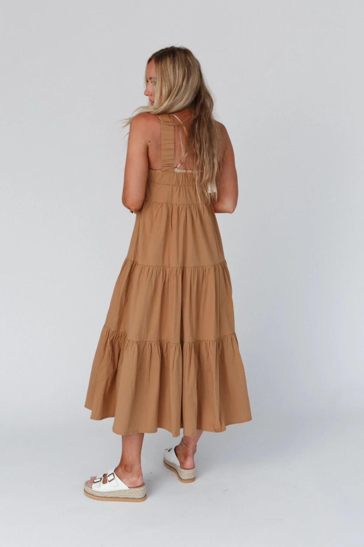 Sun Blissed Tiered Dress - Taupe - Image 4