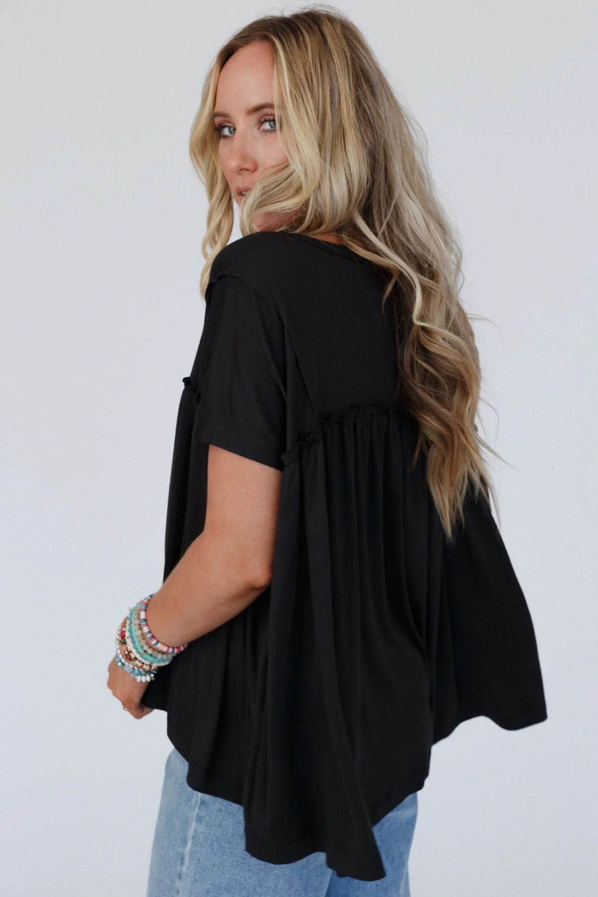 Sunday Morning Babydoll Top - Black - Image 3