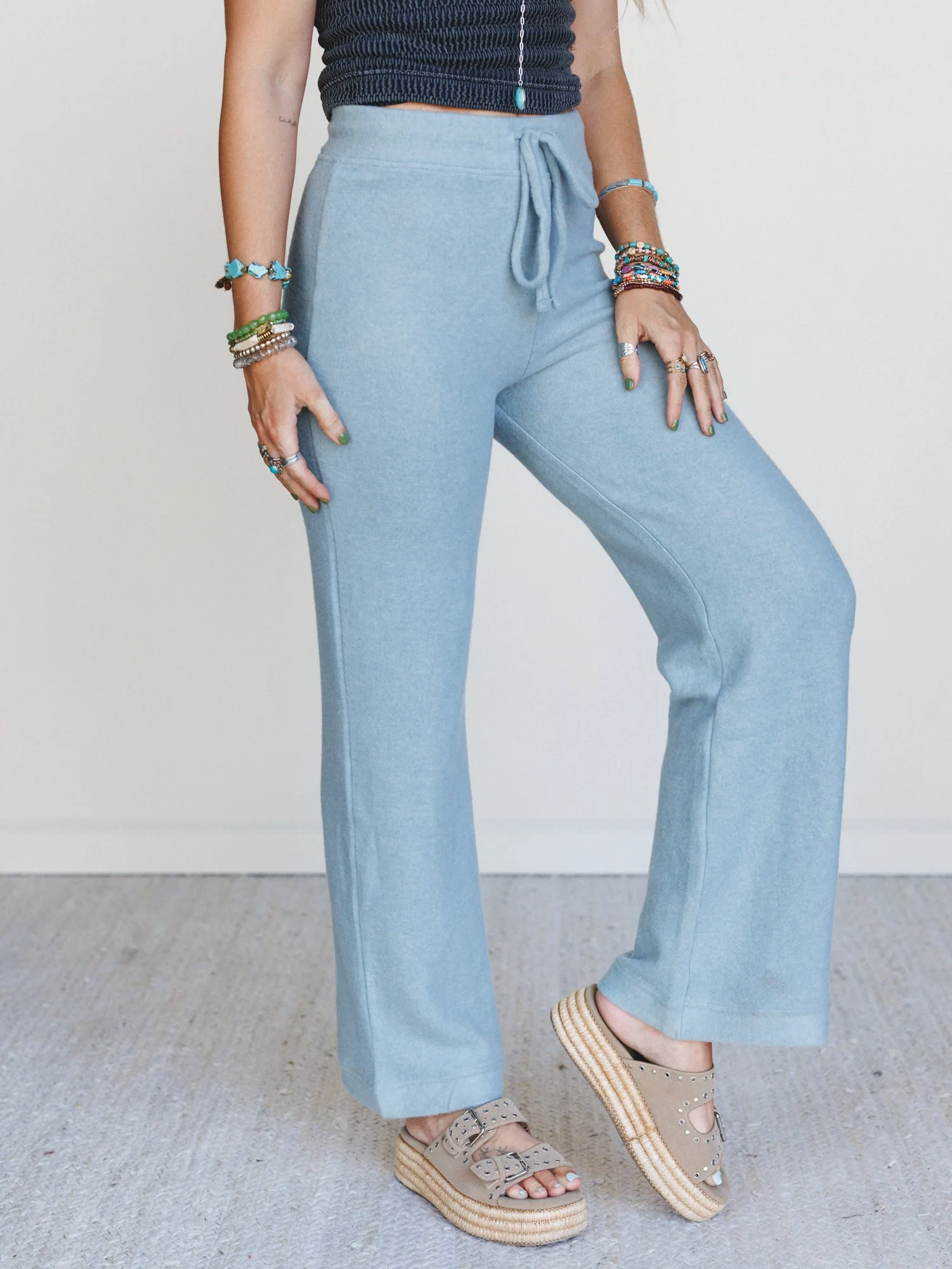 Sunday Soft Wide Leg Pants - Blue Grey - Image 3