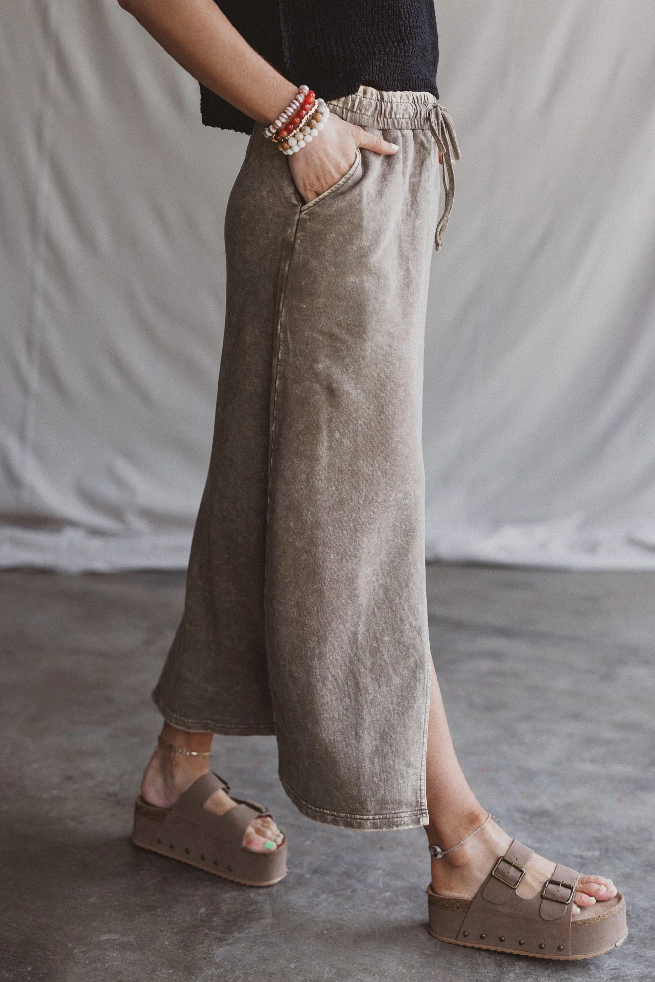 Sunfade Front Slit Maxi Skirt - Mocha - Image 3