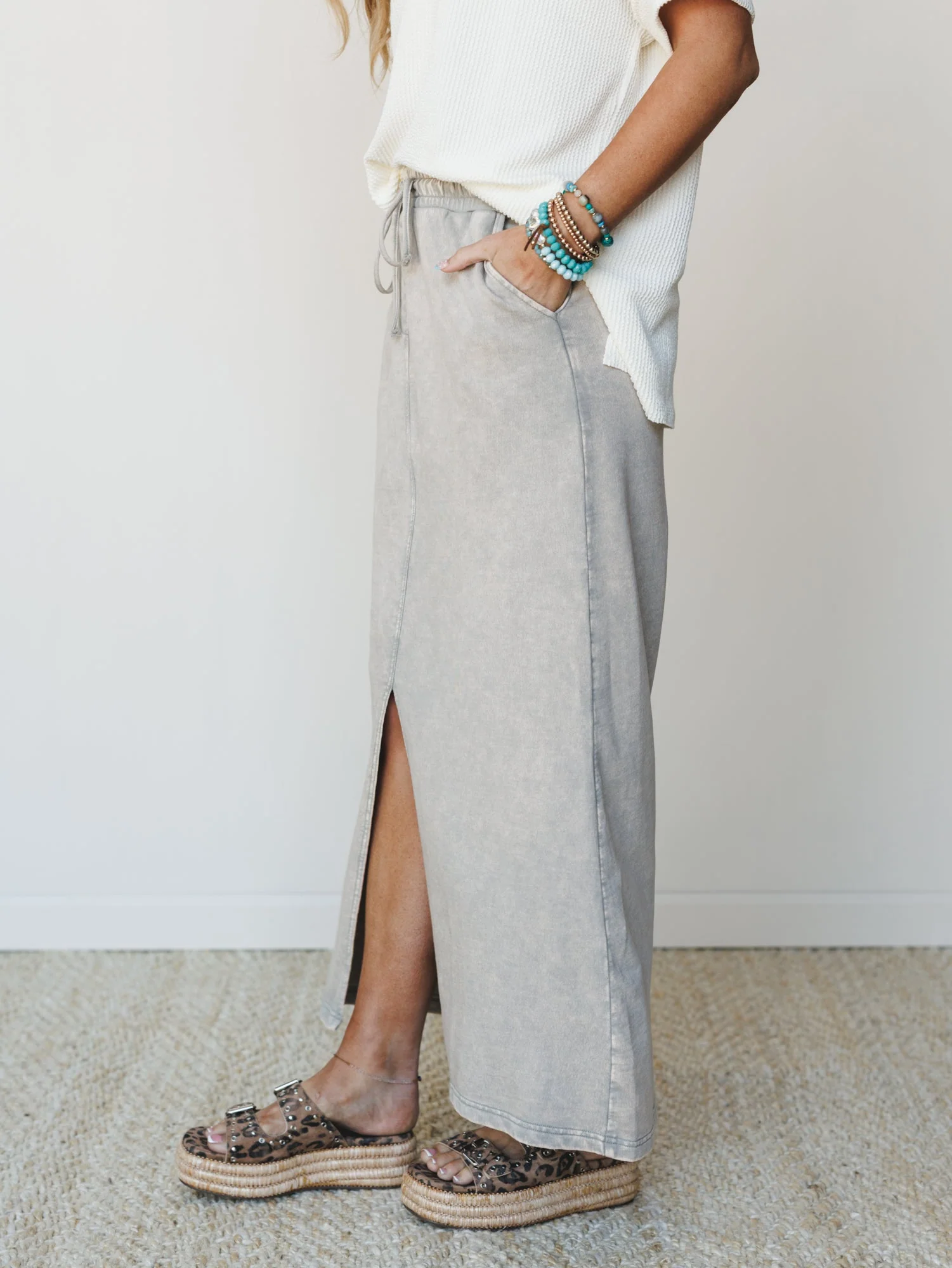 Sunfade Front Slit Maxi Skirt - Sleet - Image 5