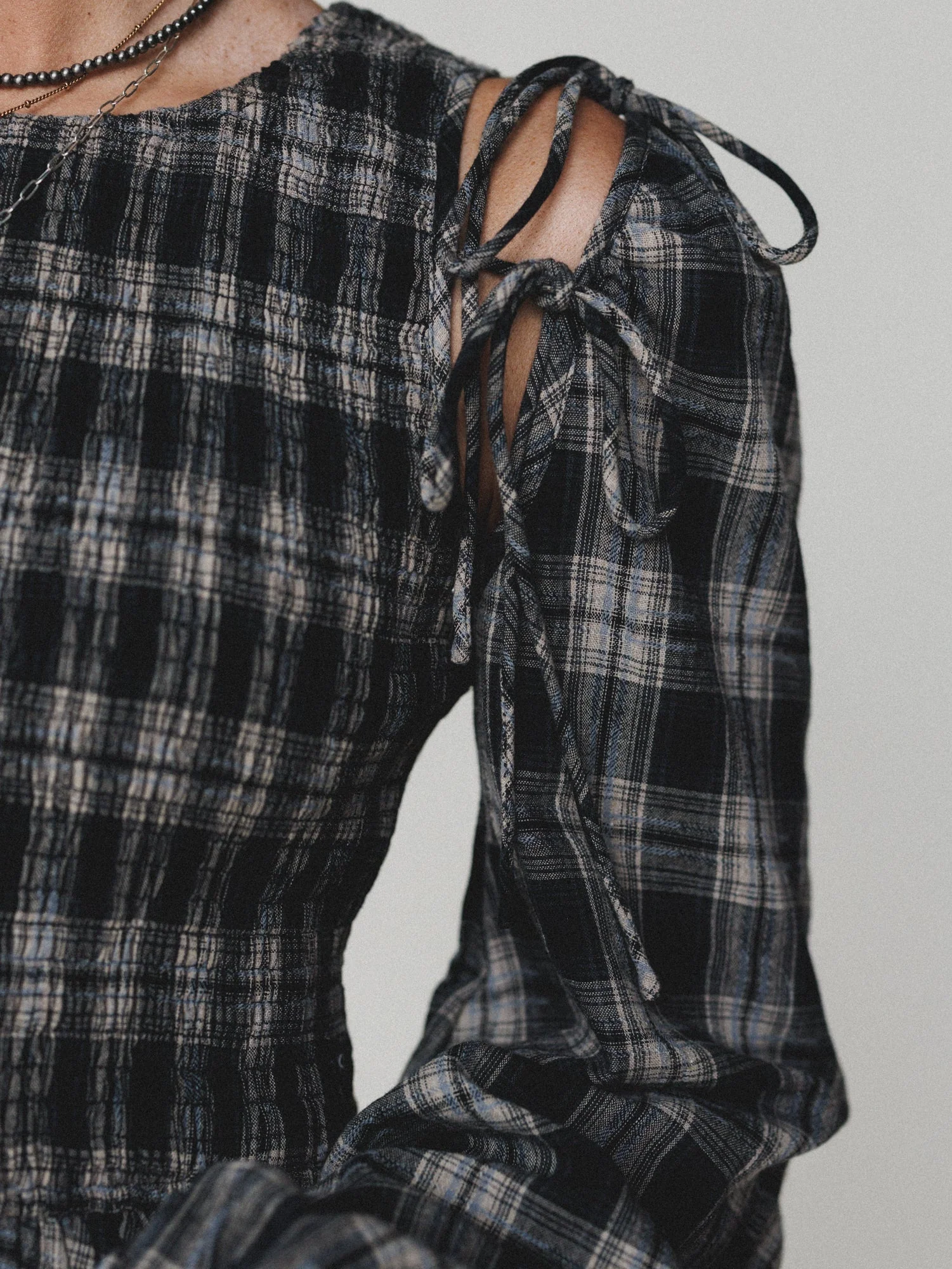 Sunset Rust Plaid Dress - Black - Image 3