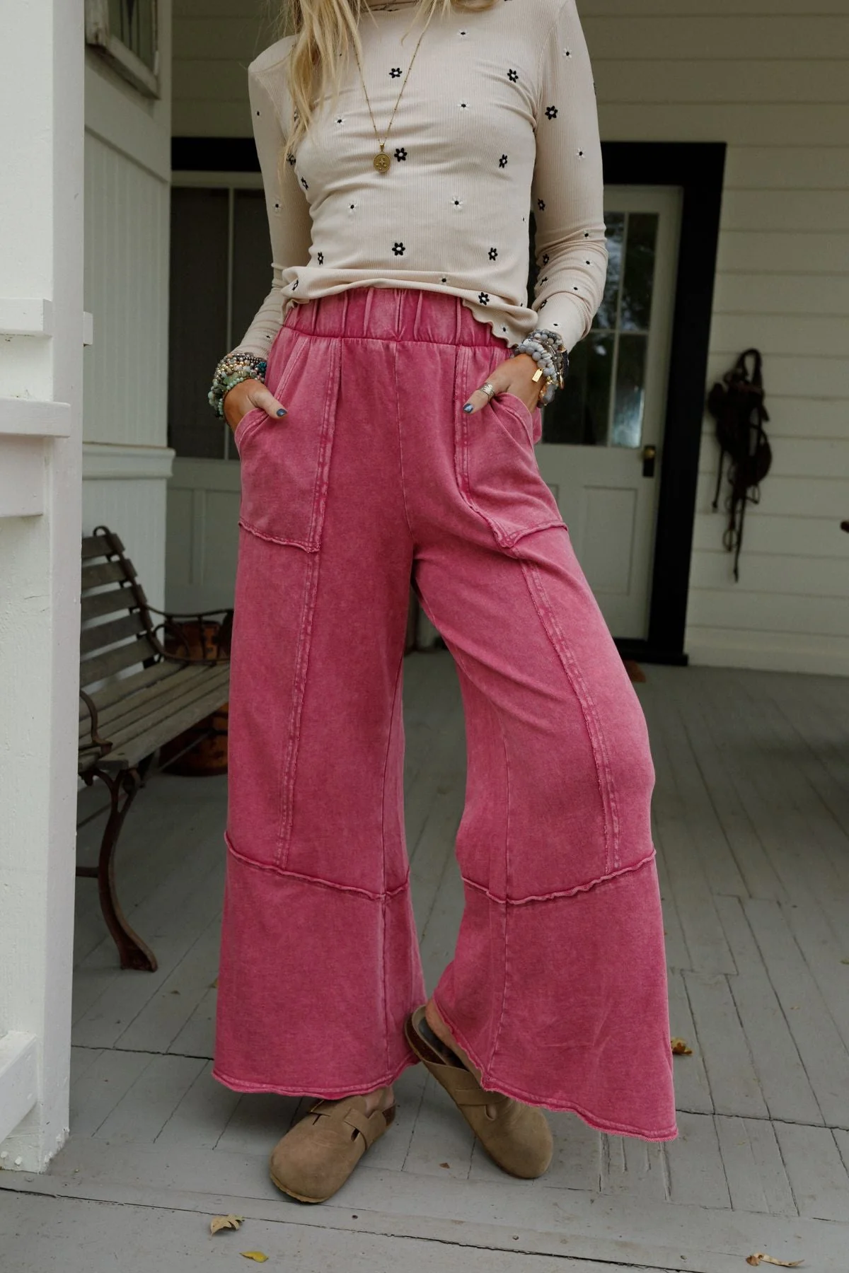 The Nest Sunset Shore Wide Leg Pants - Rose Petal - Image 8