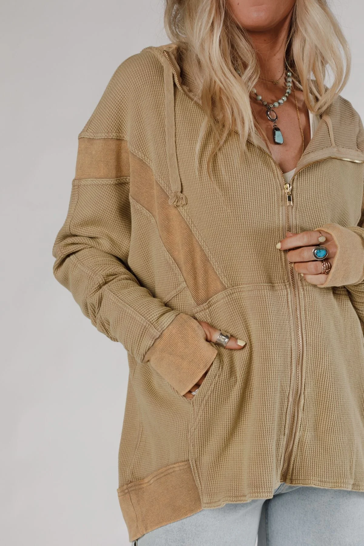 Sunset Shores Hoodie Sweater - Latte - Image 2