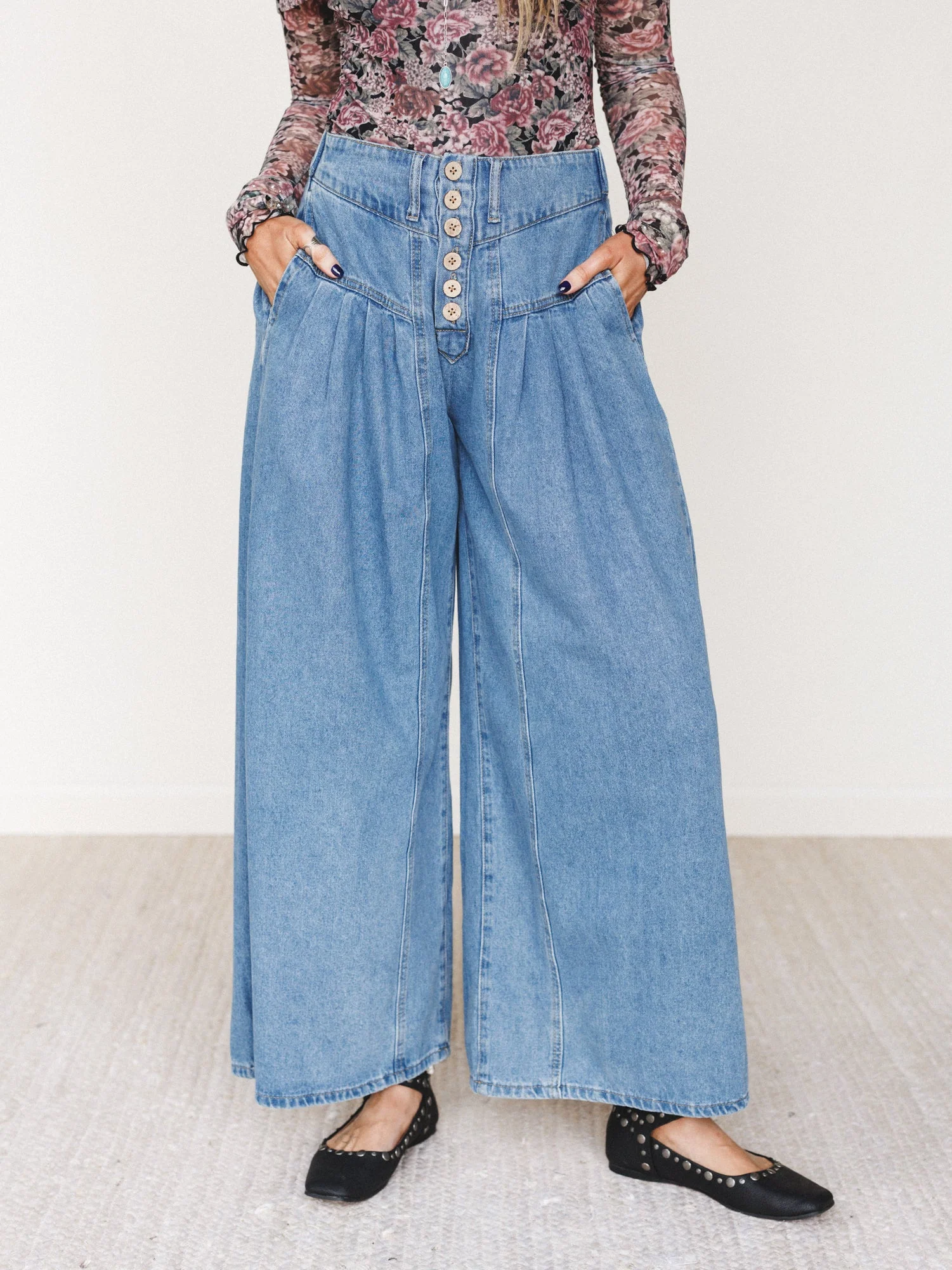 Sunset West Wide Leg Jeans - Denim - Pre Order