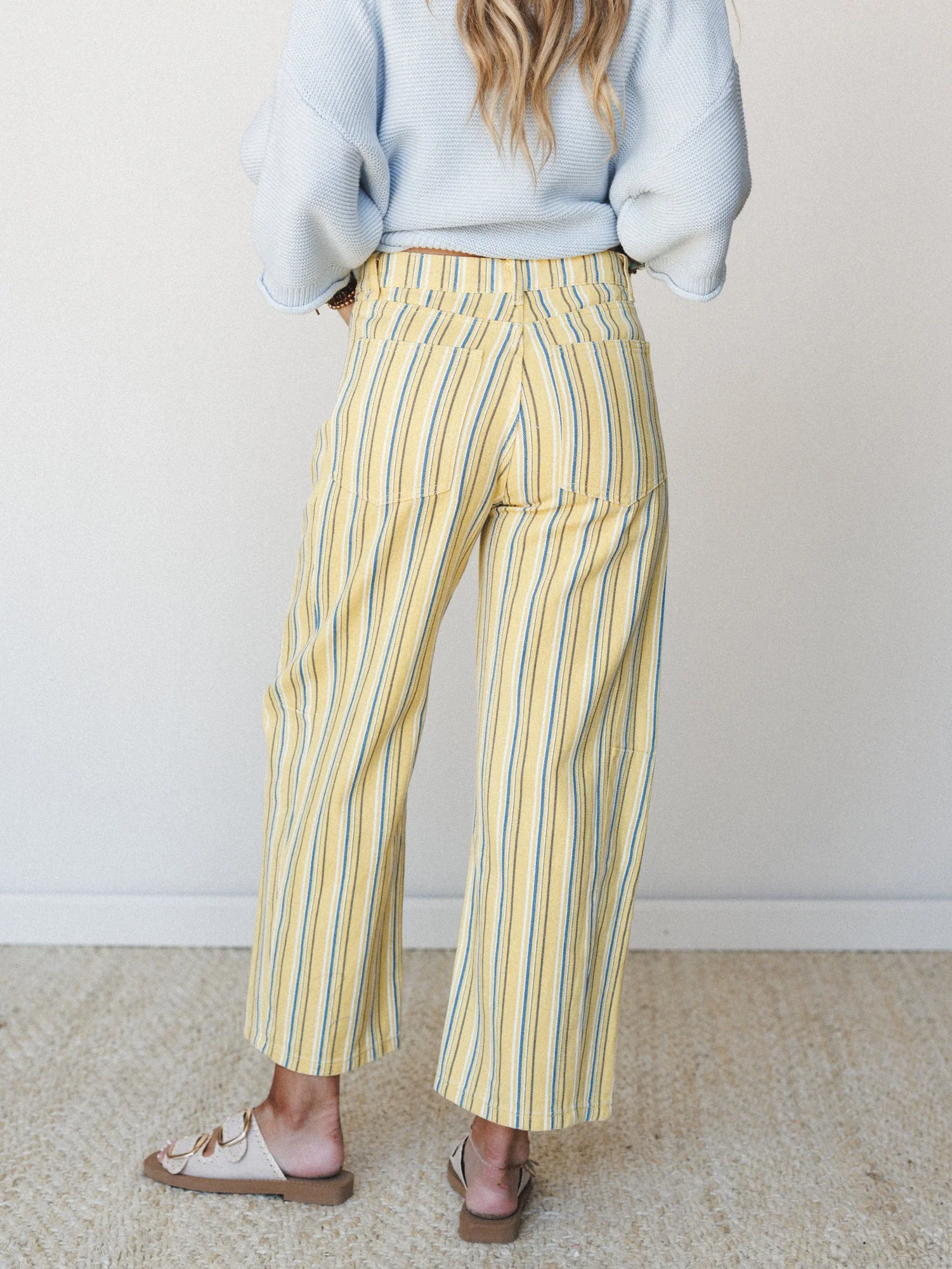 Surf Walk Striped Barrel Pants - Yellow - Image 3