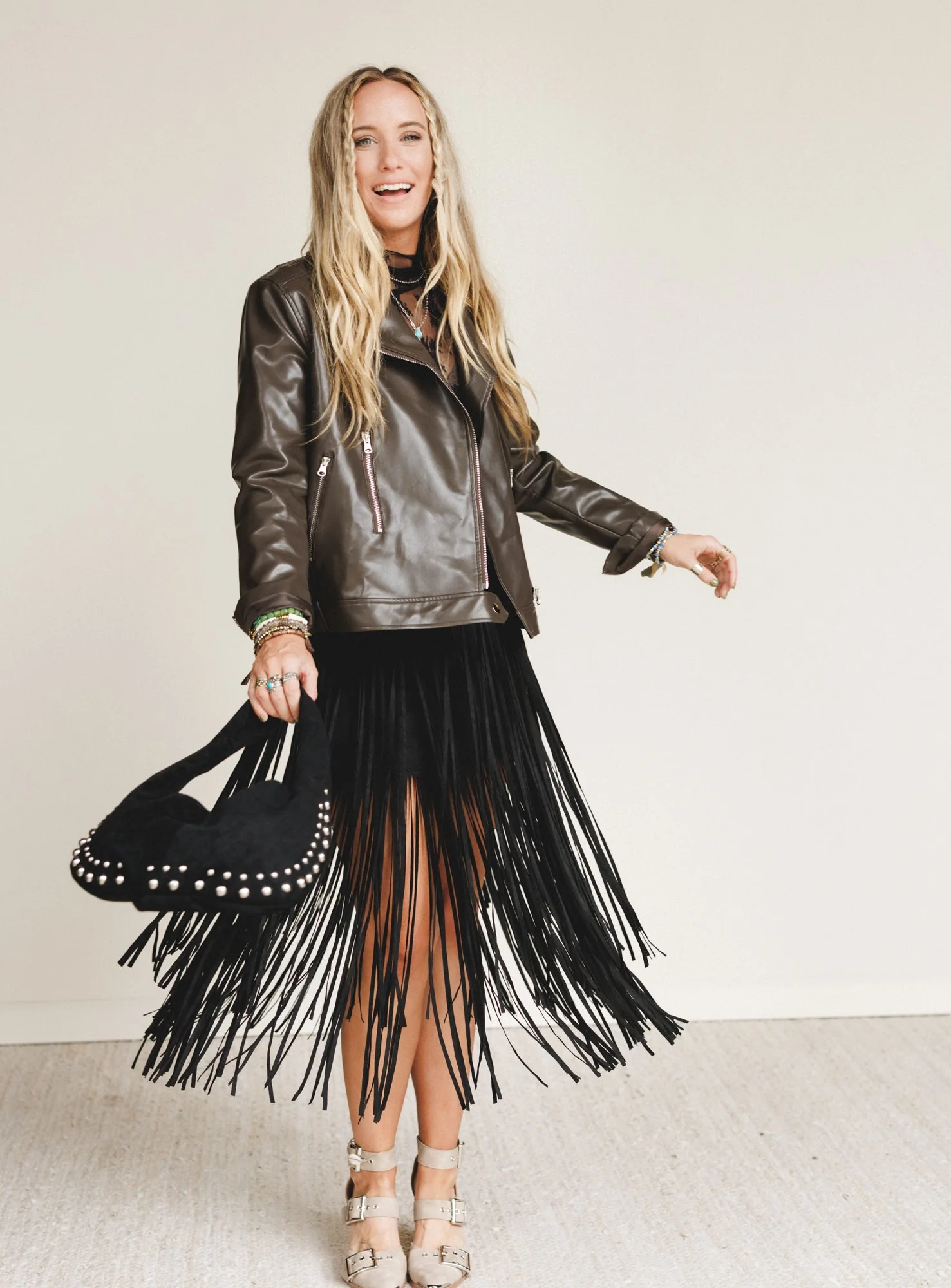 Swayed West Fringe Skirt - Black - Image 4