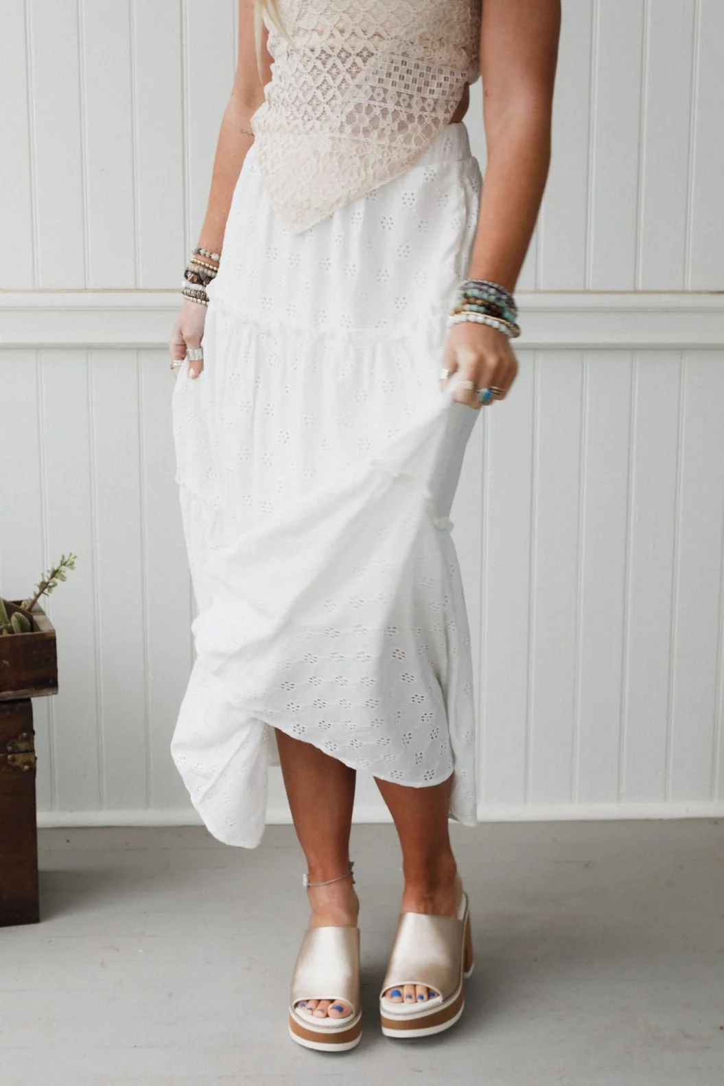 Sweet Briar Eyelet Skirt - White - Image 4