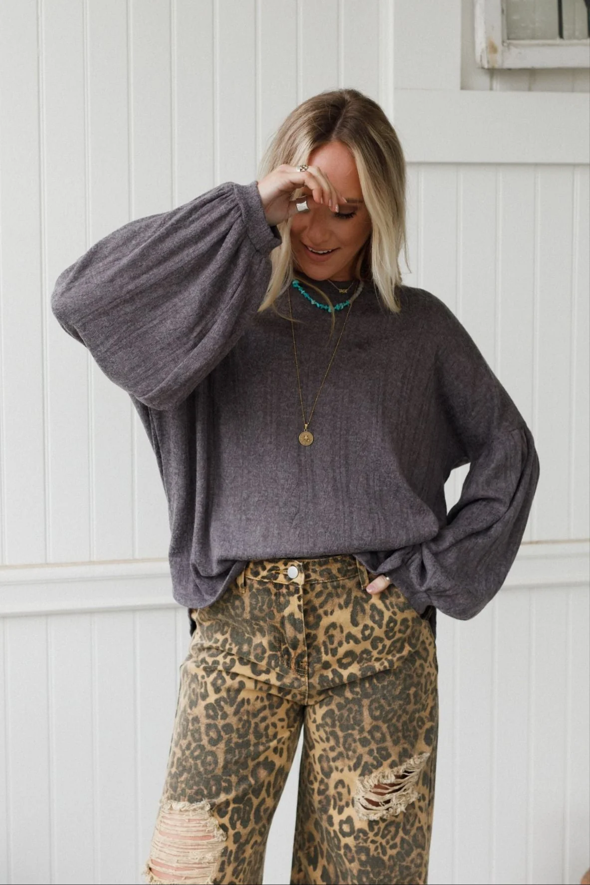 The Nest Sweet Heart Balloon Sleeve Knit Sweater - Black - Image 3