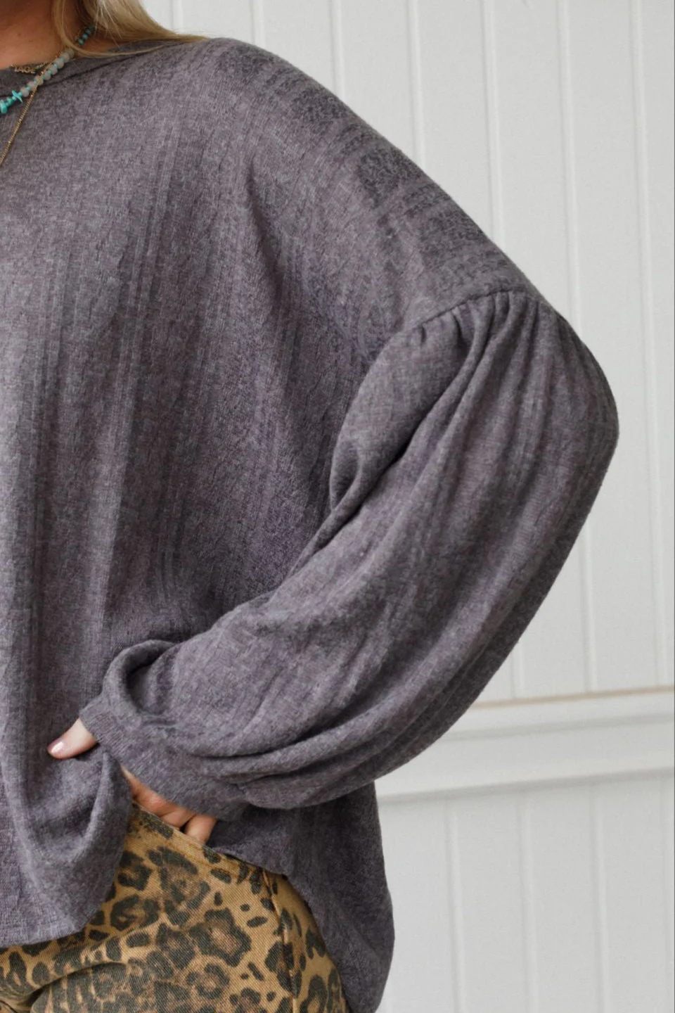 The Nest Sweet Heart Balloon Sleeve Knit Sweater - Black - Image 4