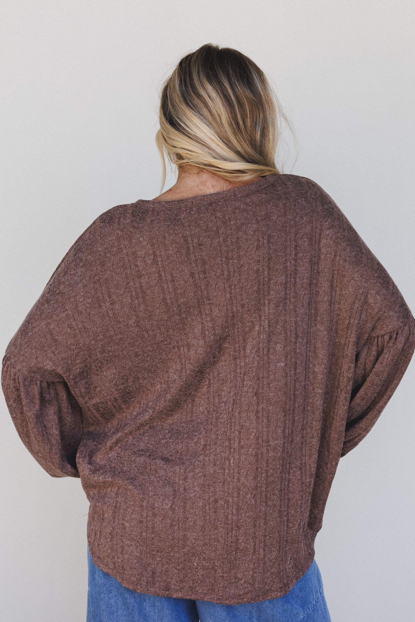 The Nest Sweet Heart Balloon Sleeve Knit Sweater - Choco - Image 6