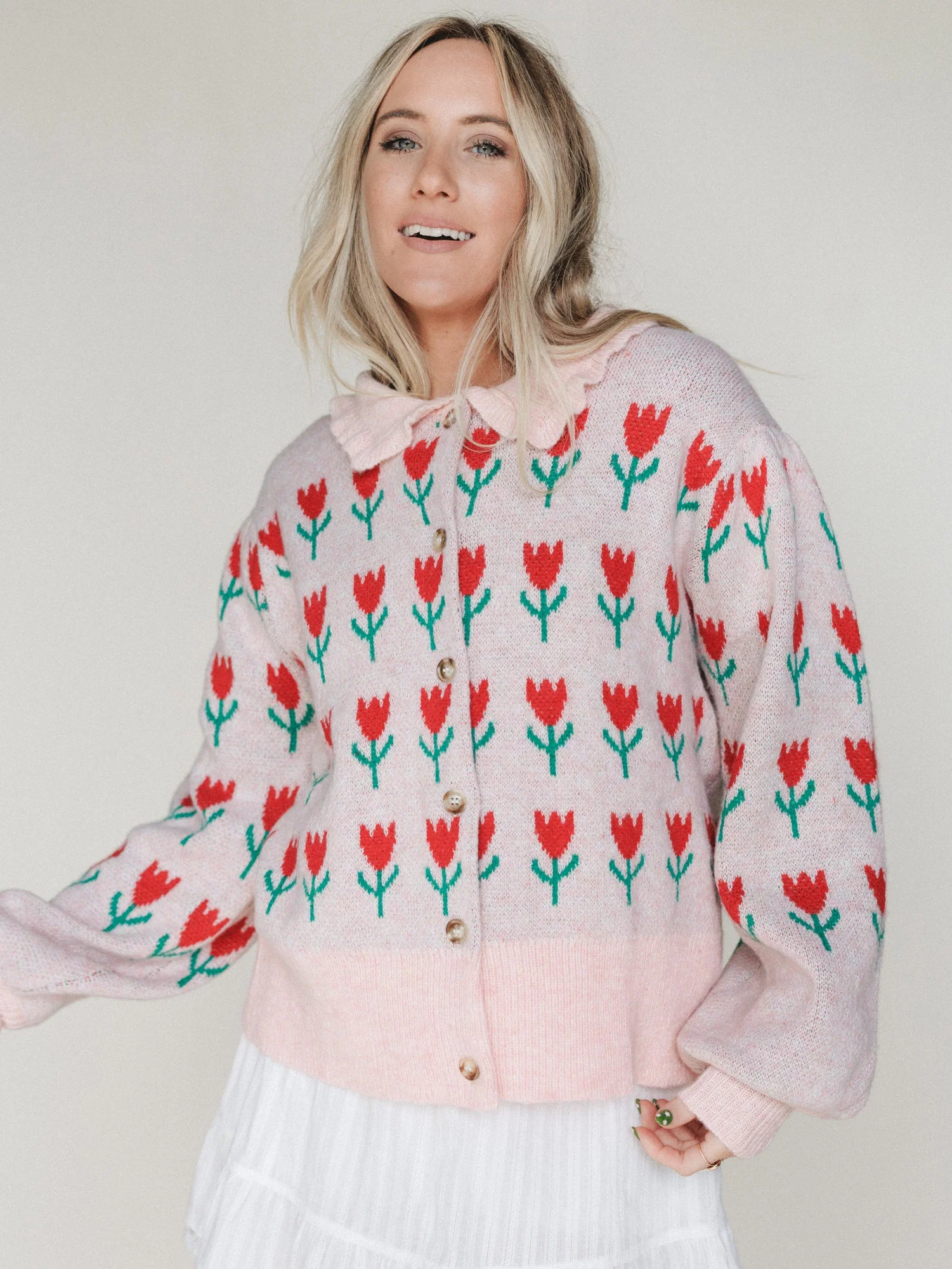 Sweet Petals Cardigan - Pink Red - Image 2