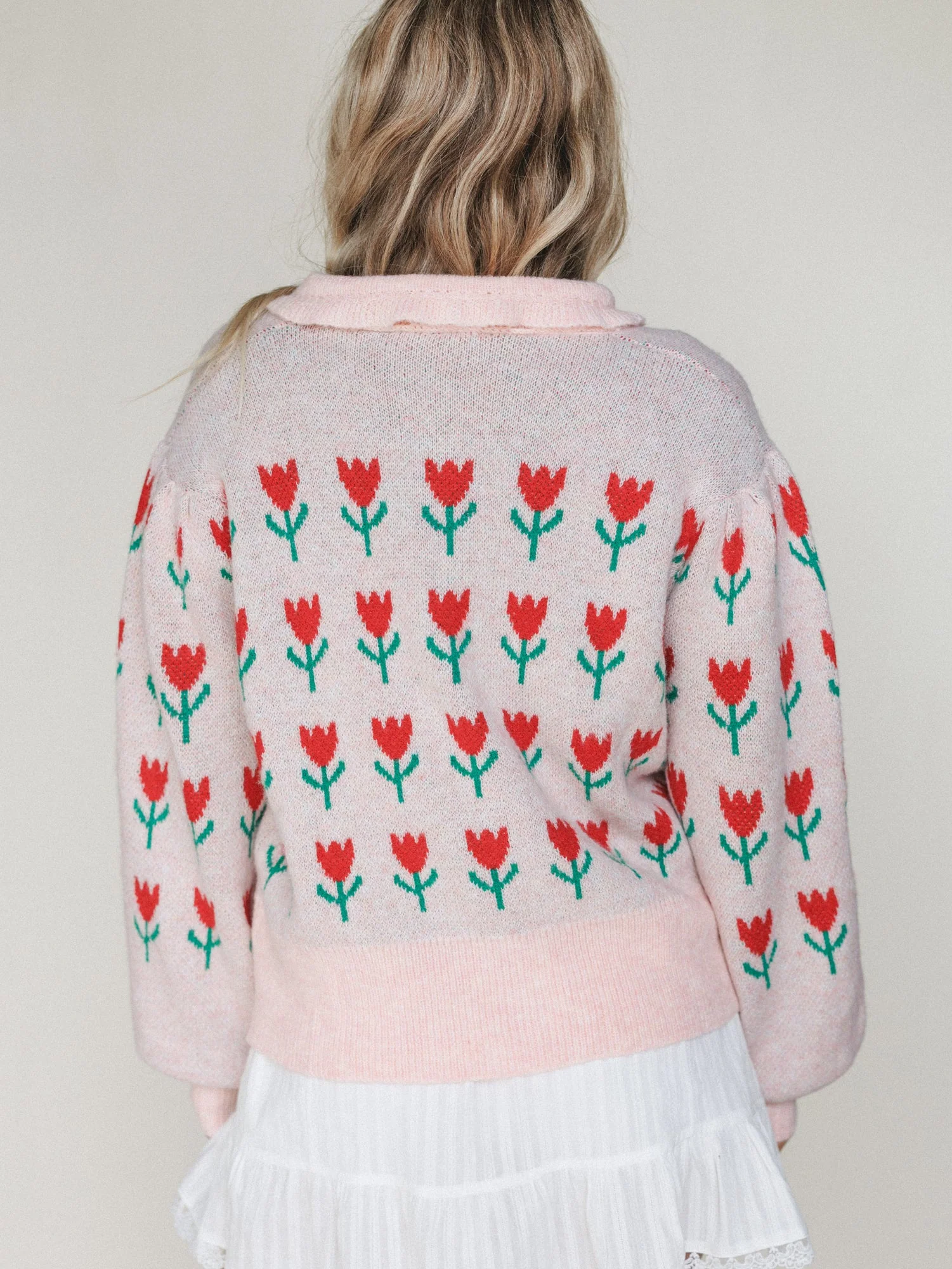 Sweet Petals Cardigan - Pink Red - Image 6