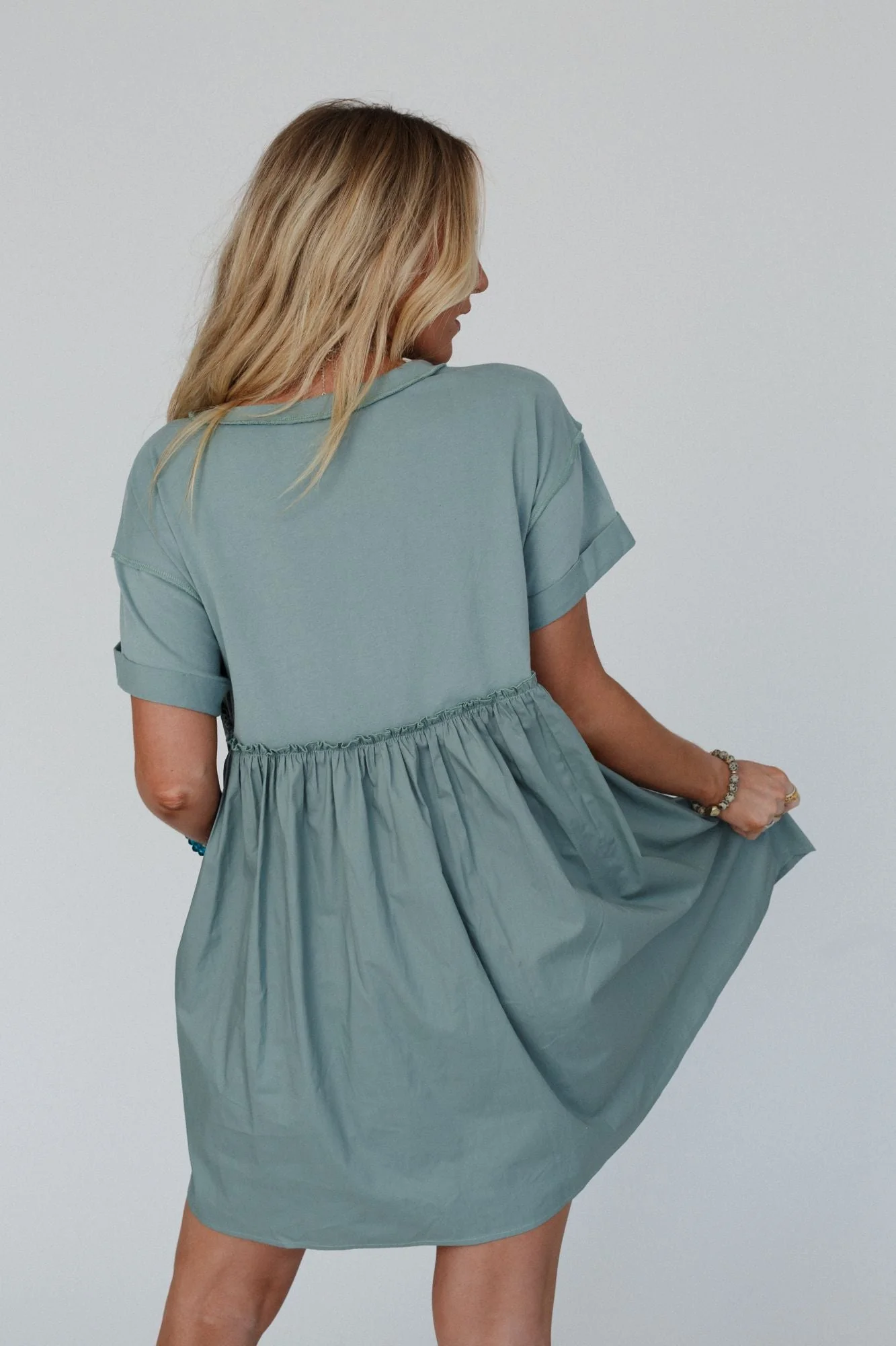 Sweetheart Breeze Tee Dress - Sage - Image 4