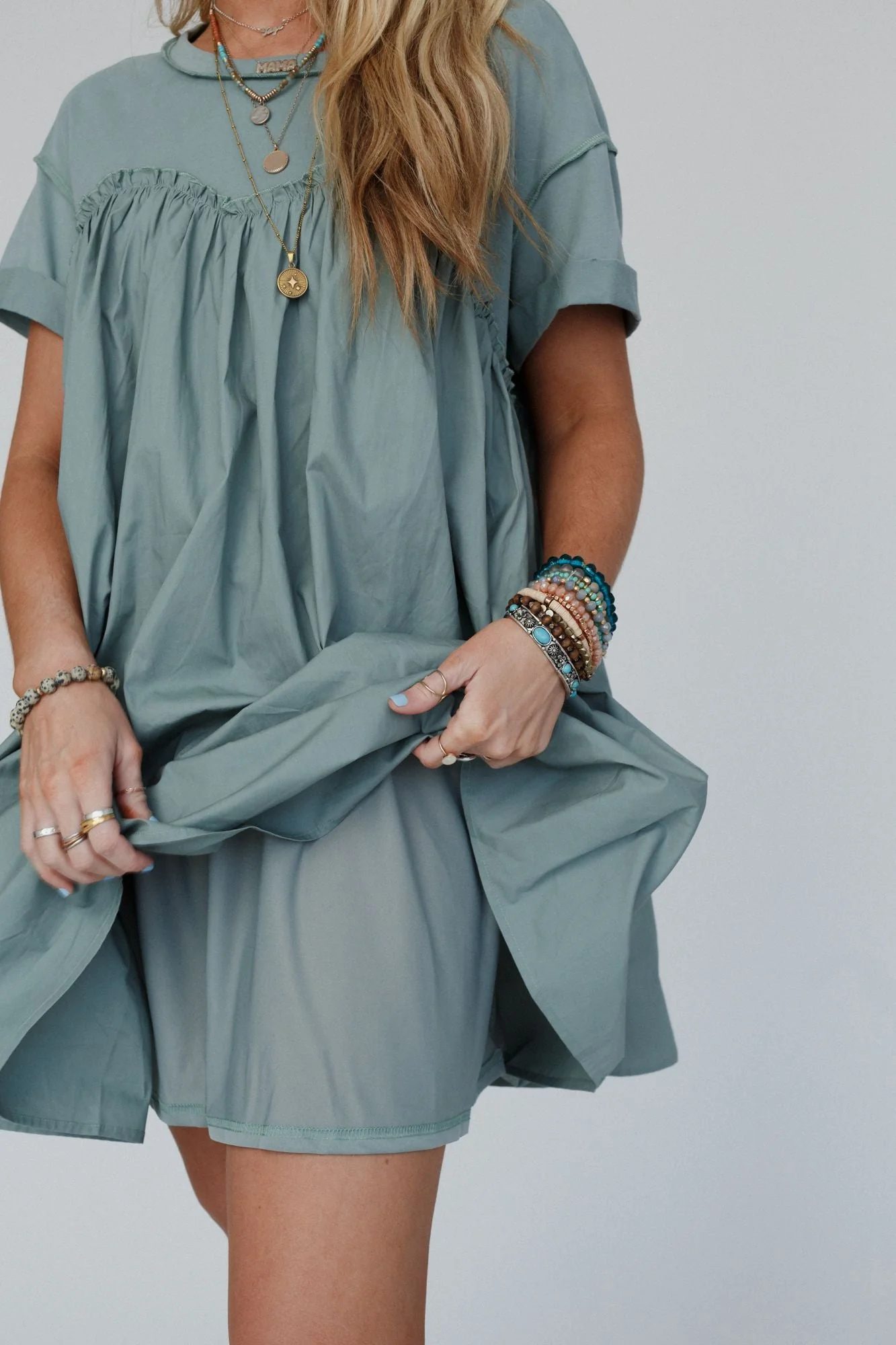 Sweetheart Breeze Tee Dress - Sage - Image 7