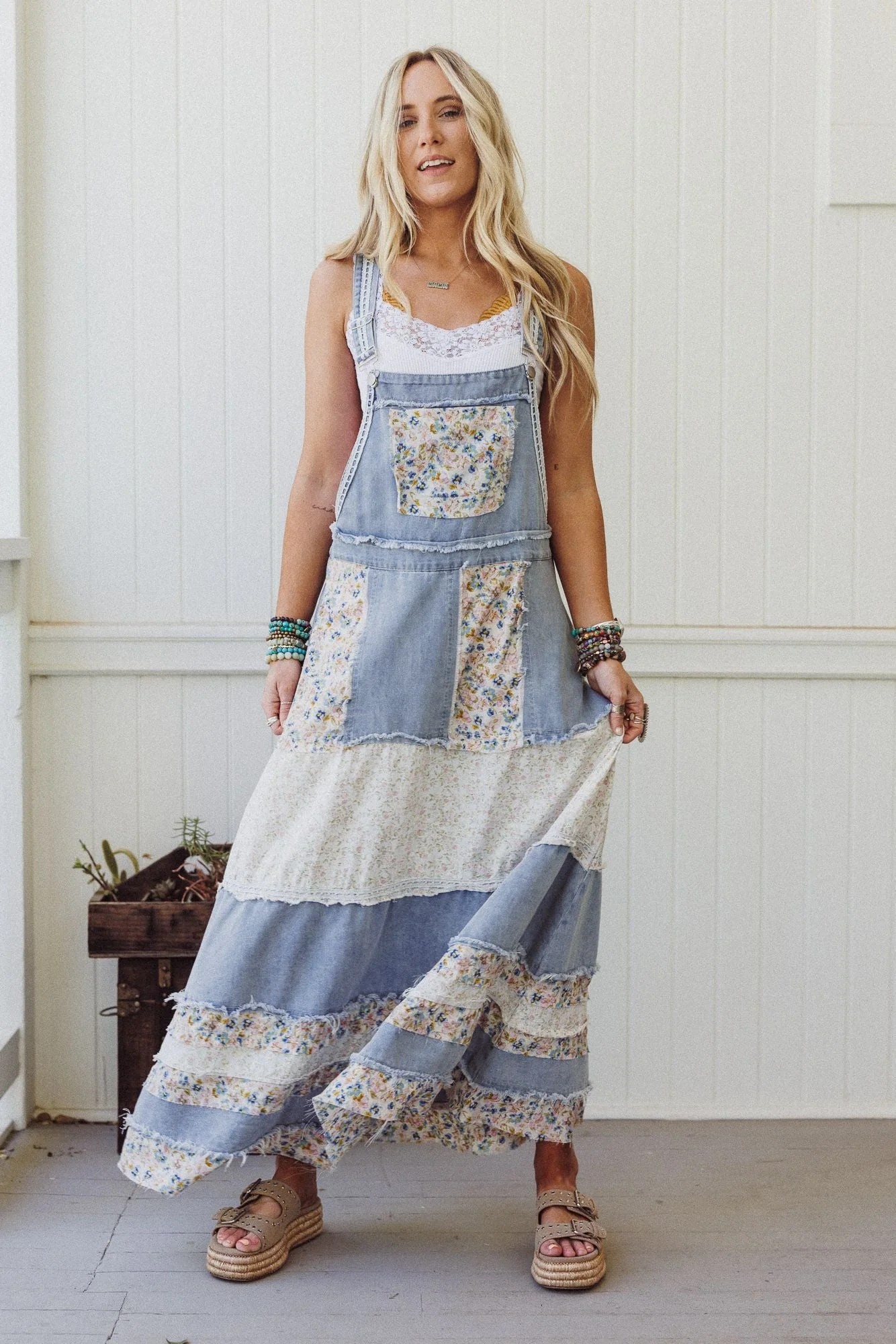 Sweetheart Charm Overalls Maxi Dress - Denim - Image 4