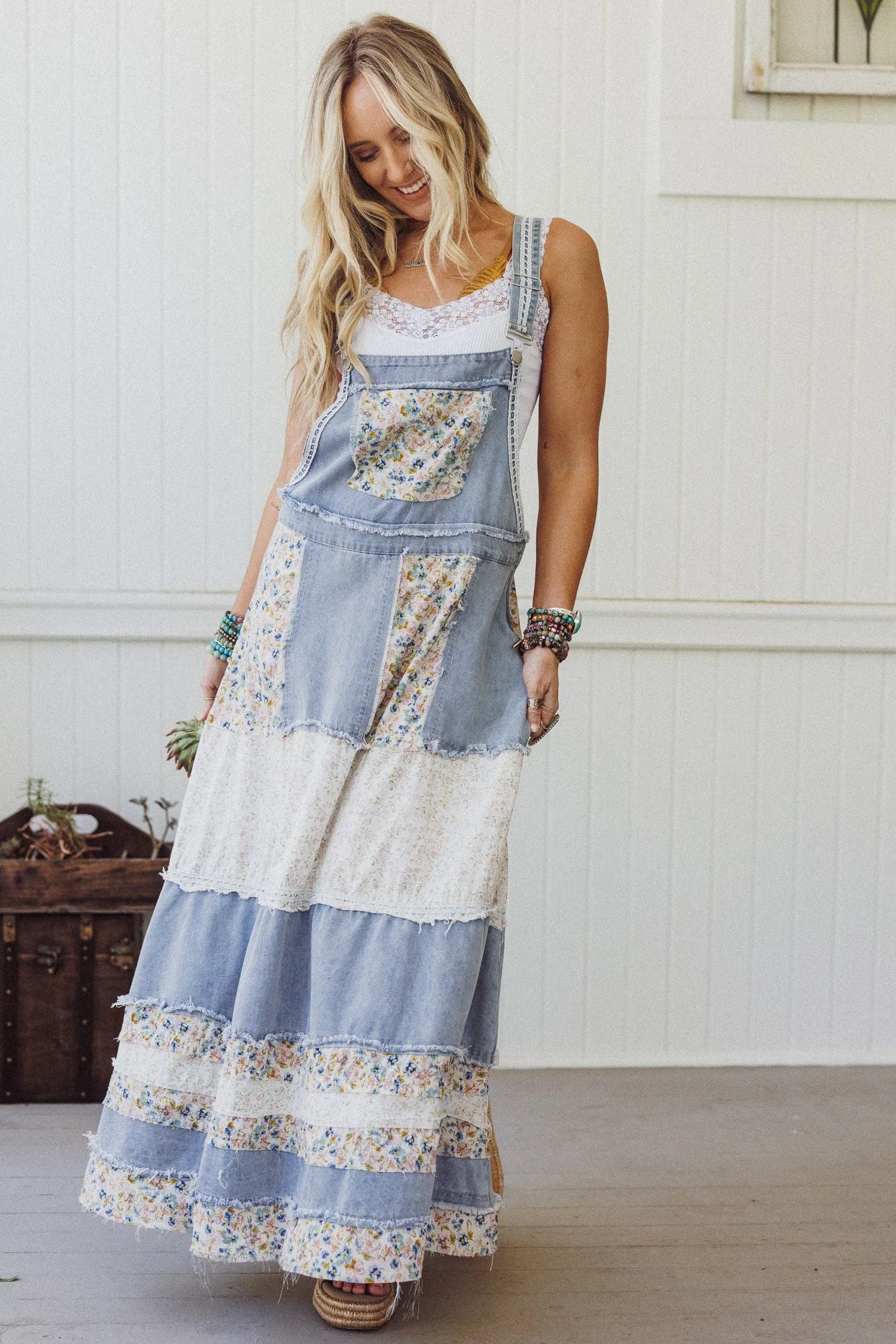 Sweetheart Charm Overalls Maxi Dress - Denim - Image 5