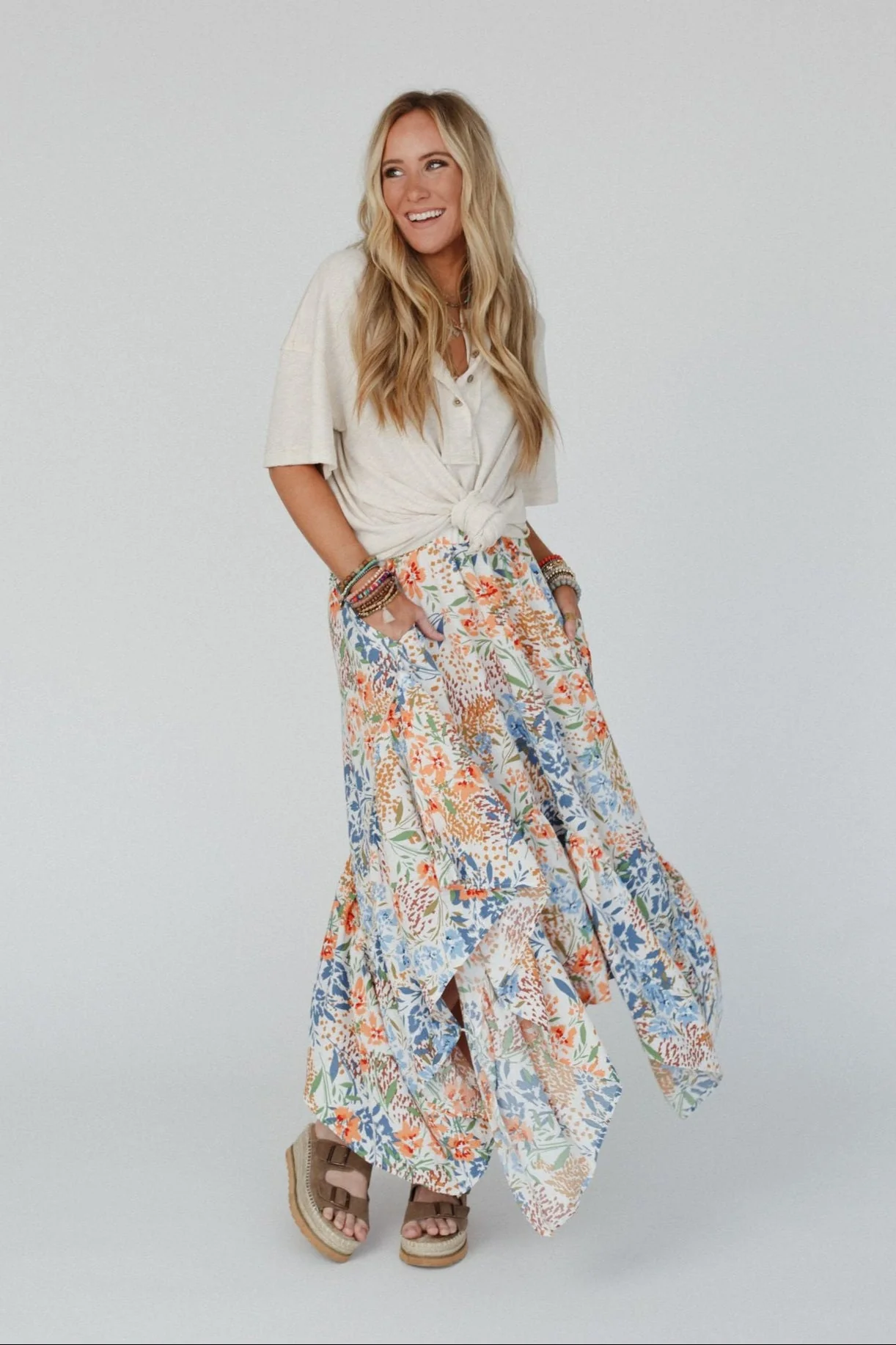 The Nest Swing Of Things Pocketed Midi Skirt - Floral - Image 7