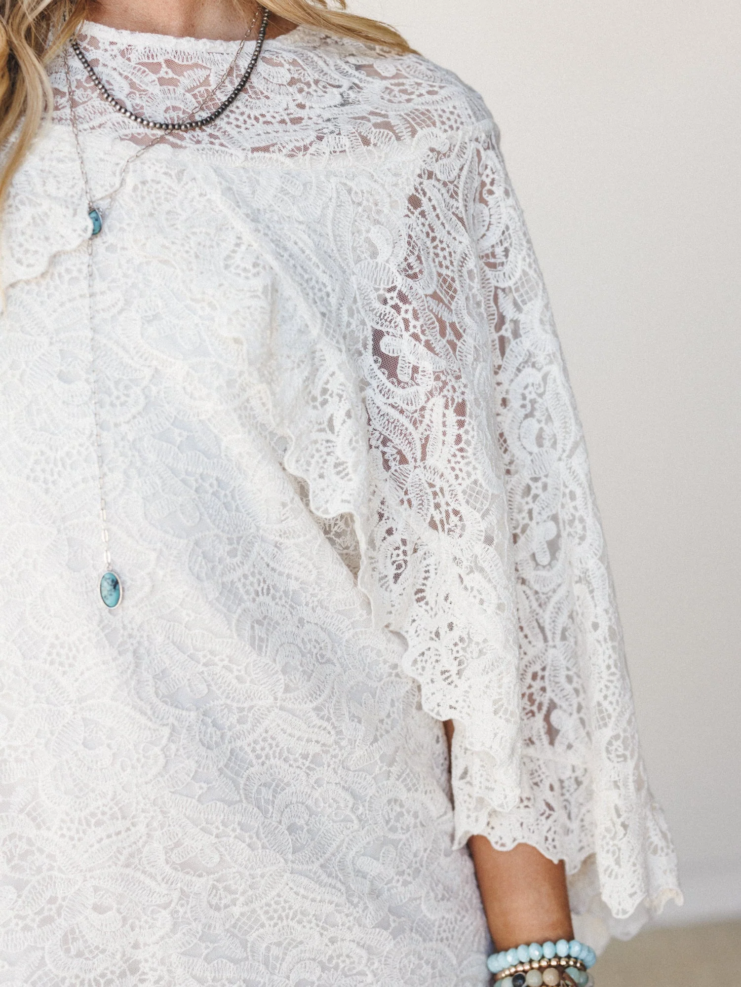 Tales of Love Lace Cape Dress - Ivory - Image 3