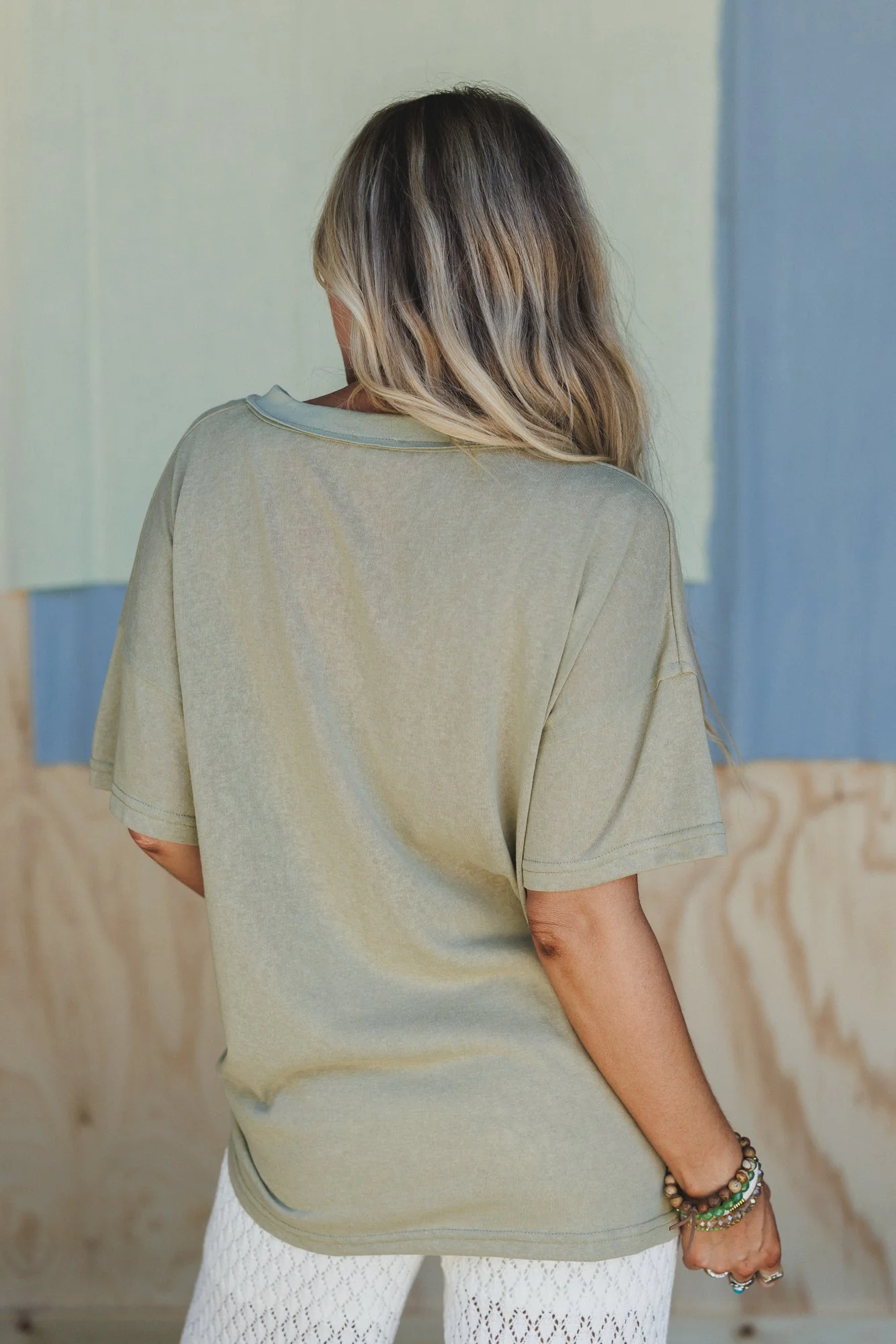 Tash V Neck Tee - Moss - Image 5