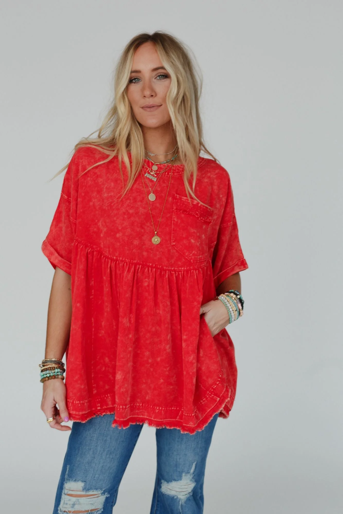 The Good Life Oversized Top - Red - Image 3