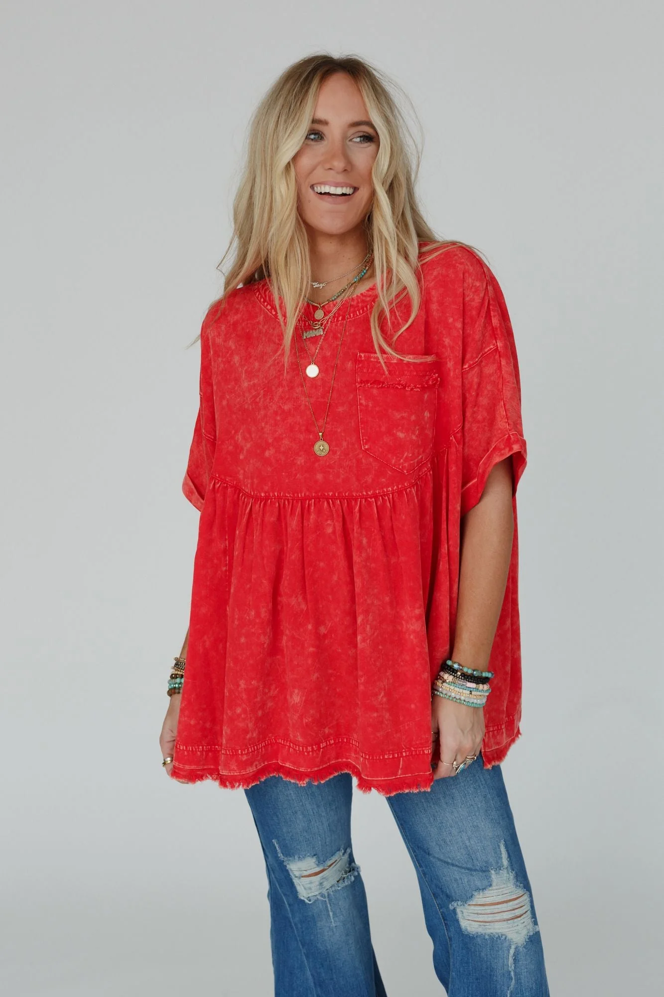 The Good Life Oversized Top - Red - Image 4