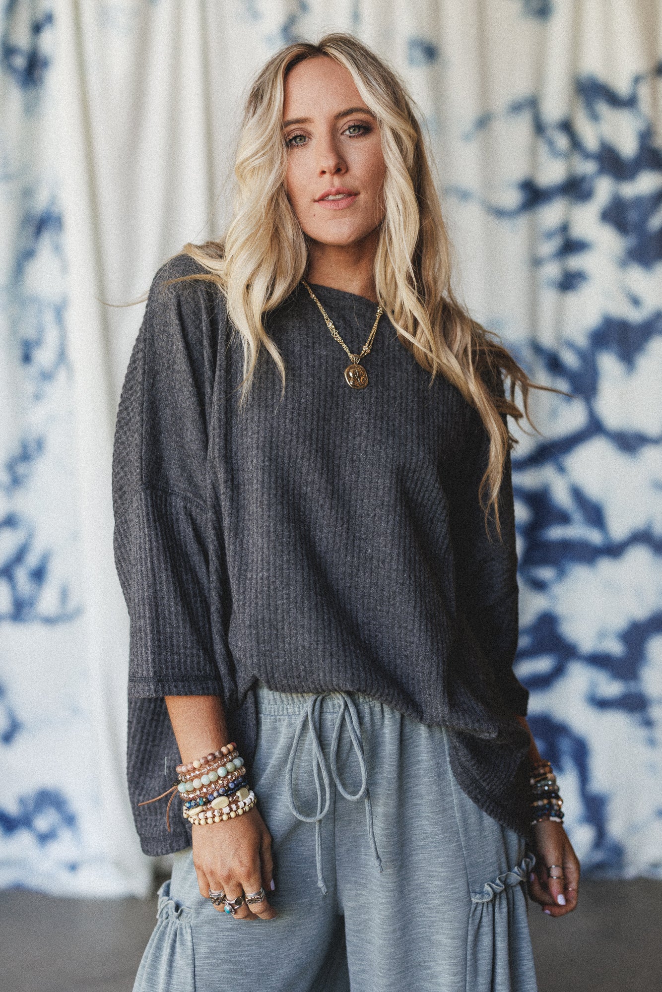 The Nest Airis Long Sleeve Top - Charcoal
