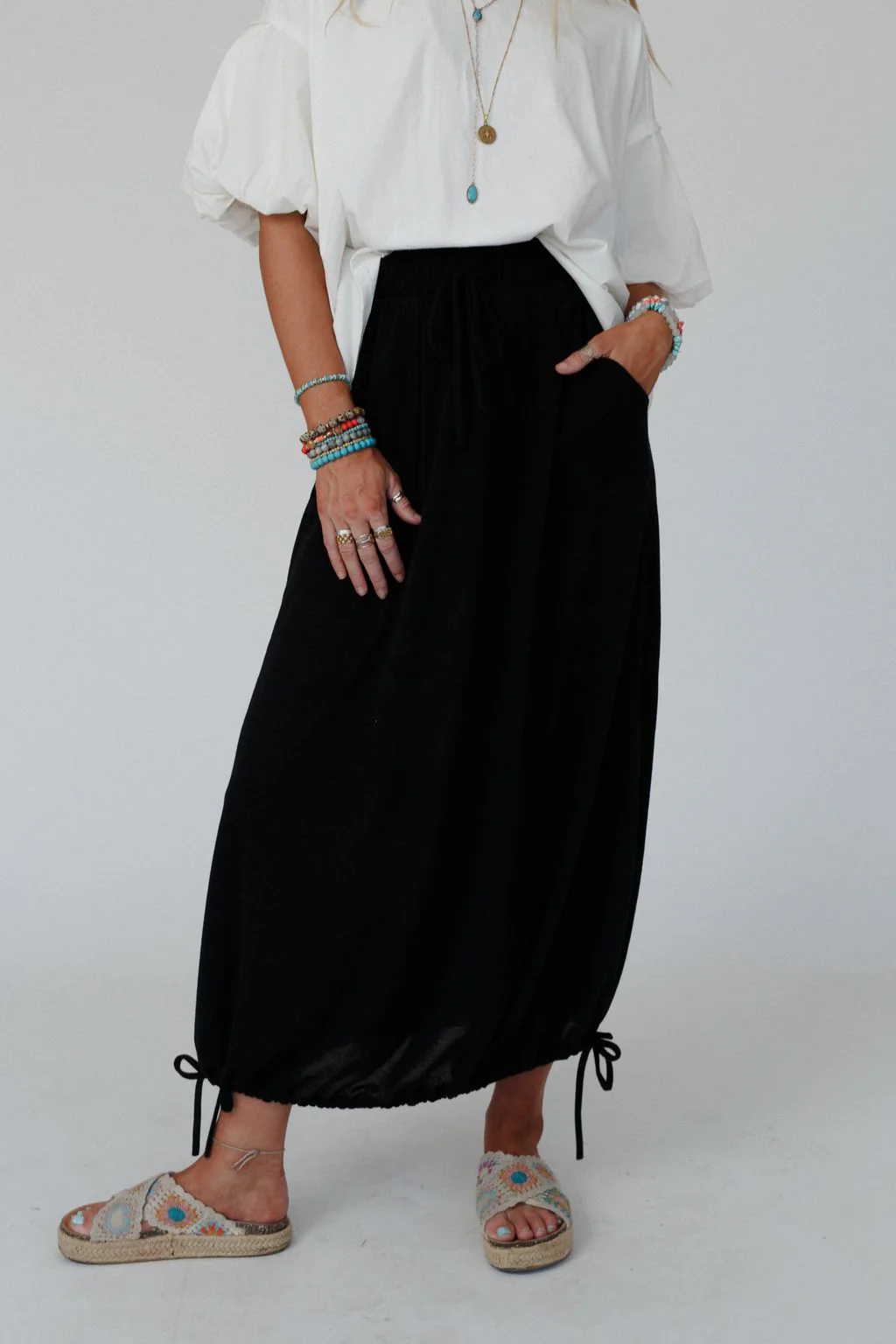 The Nest All In Drawstring Maxi Skirt - Jet Black - Pre Order