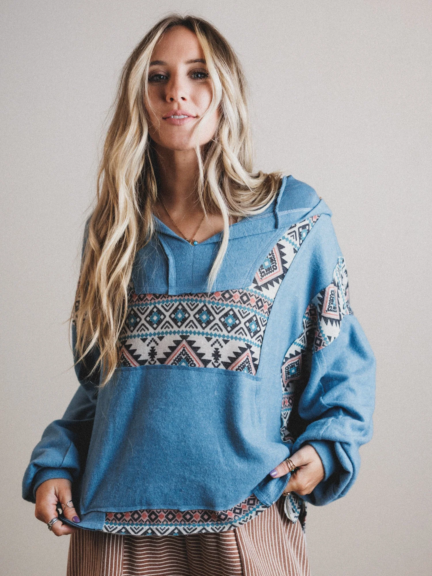 The Nest Beach Nights Pullover Hoodie Top - Teal - Image 6