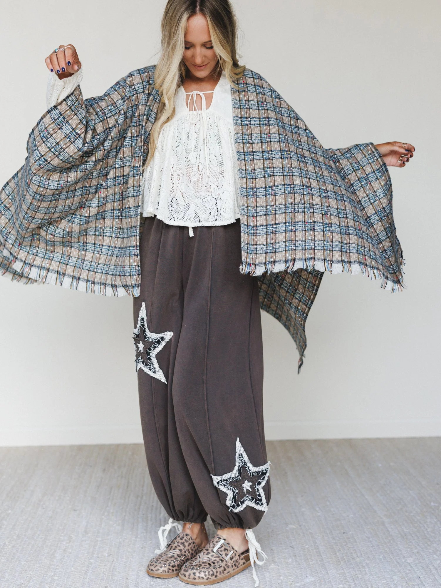 The Nest Bobbie Patchwork Convertible Wide Leg Pant - Charcoal - Image 6