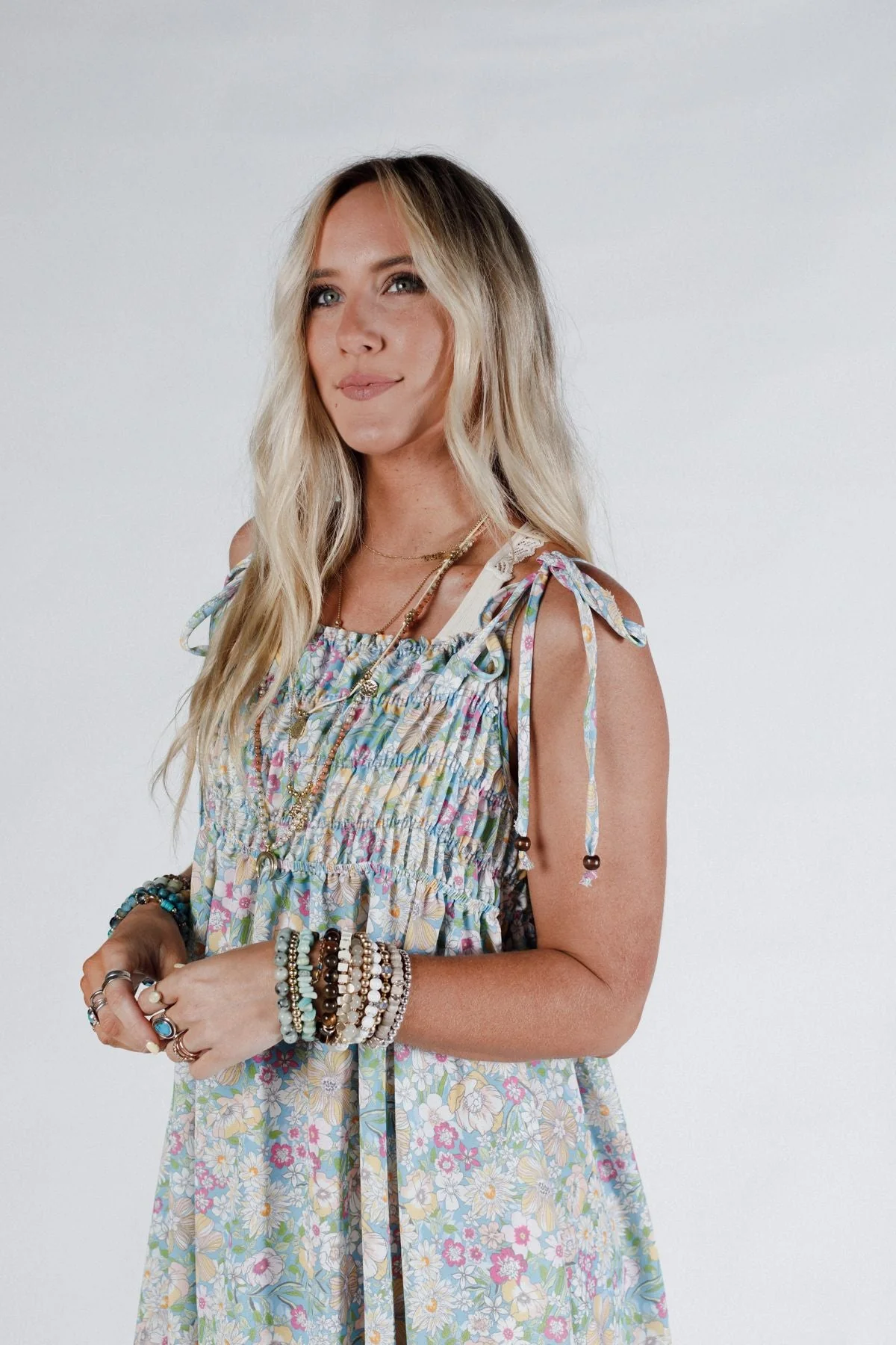 The Nest Bohemian Grace Maxi Dress - Green Floral - Image 3