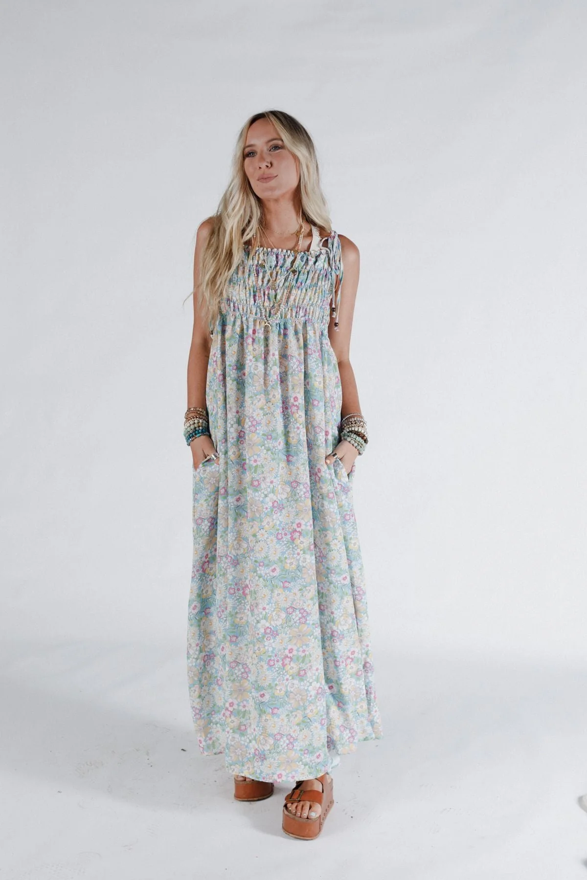 The Nest Bohemian Grace Maxi Dress - Green Floral - Image 4