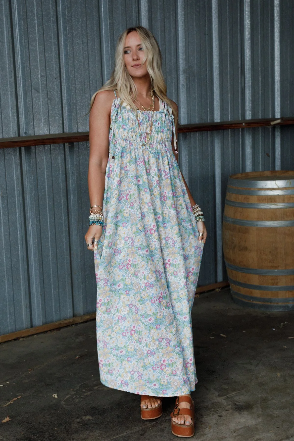 The Nest Bohemian Grace Maxi Dress - Green Floral - Image 6