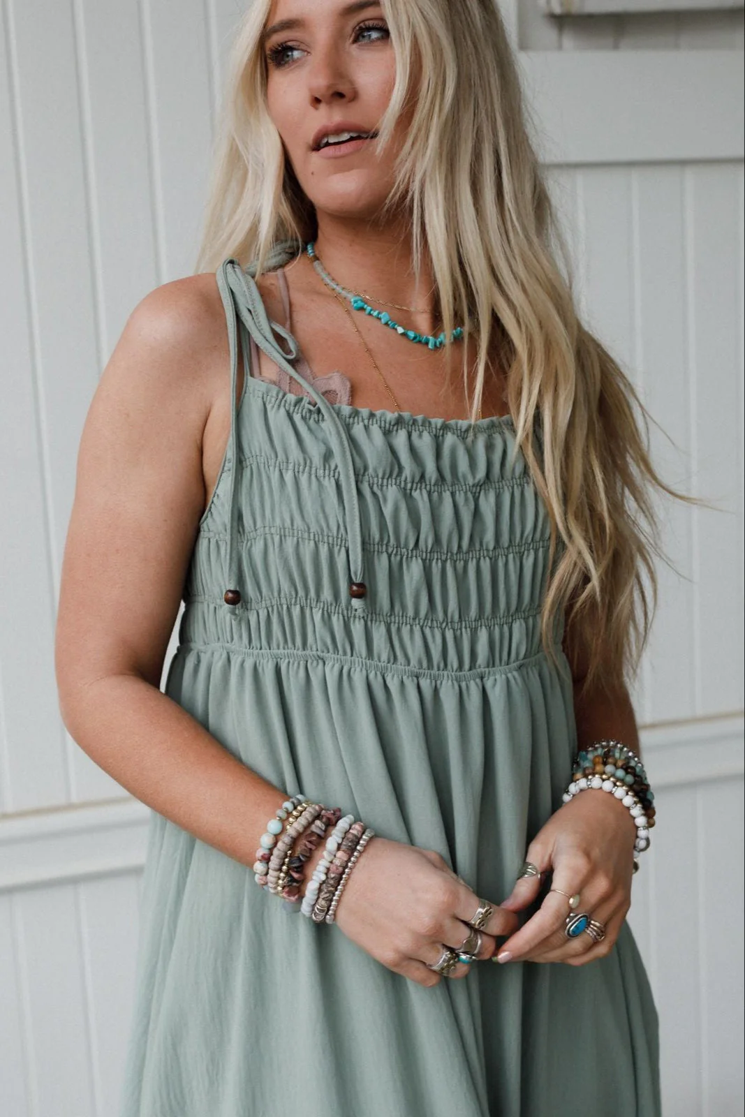 The Nest Bohemian Grace Maxi Dress - Sage - Image 3